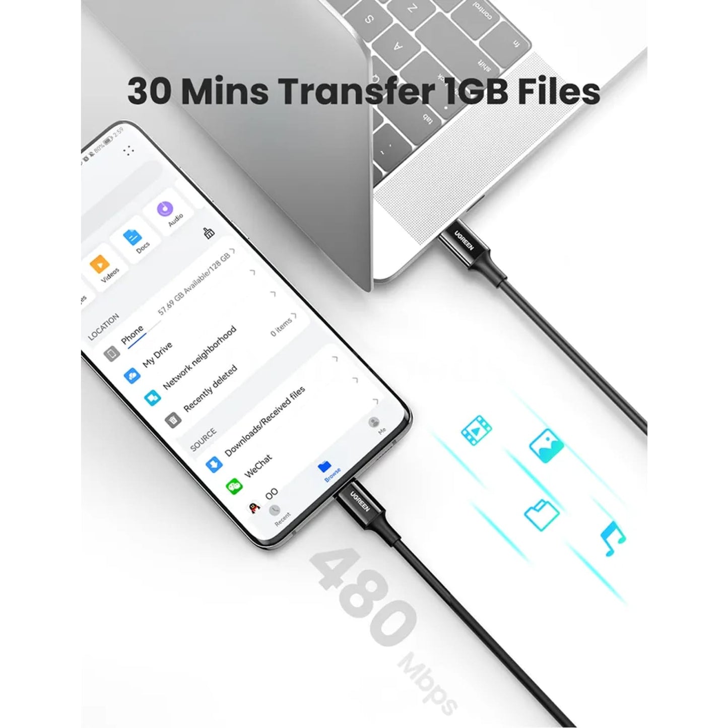 Ugreen 100W Usb Type C Cable Macbook Samsung Xiaomi 1.5M 5A E-Marker Chip Fast 301635