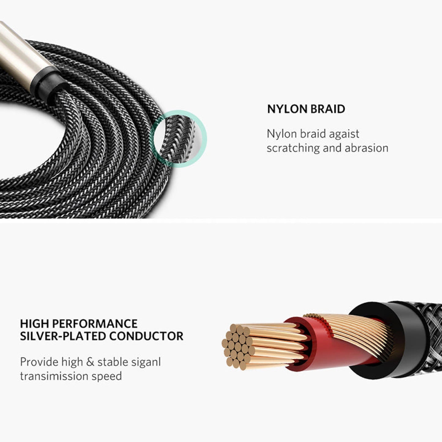 Ugreen 1/8 To 1/4 Inch Stereo Plug Cable Male 3.5Mm 6.35Mm Jack Audio Cord 301635