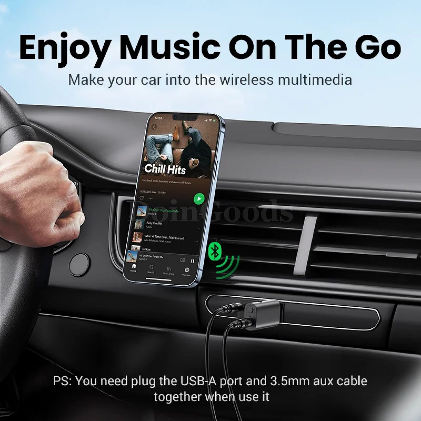 Ugreen 2 In 1 Bluetooth Car Adapter 5.1 Stereo Transmitter Receiver 3.5Mm Aux 301635
