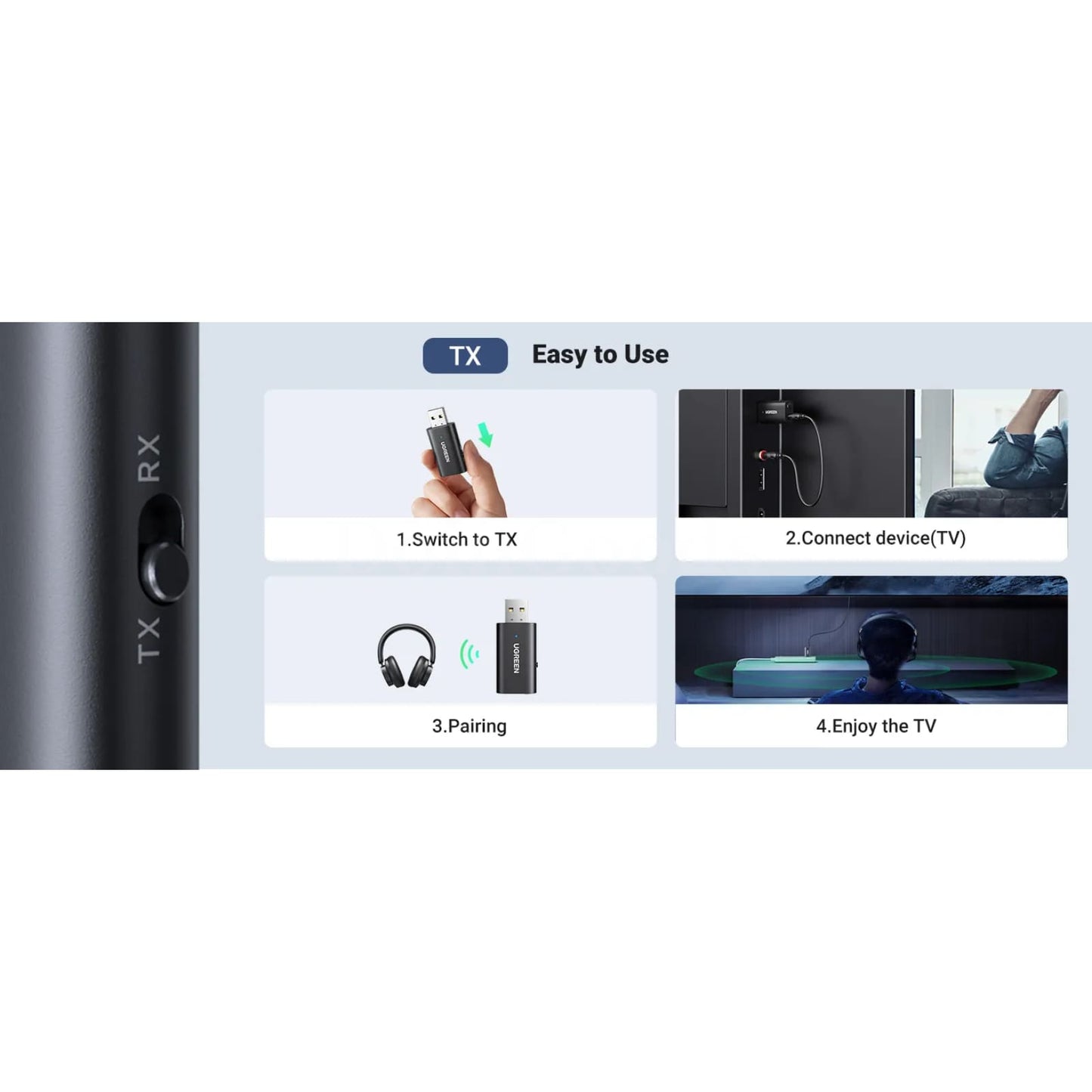 Ugreen 2 In 1 Bluetooth Car Adapter 5.1 Stereo Transmitter Receiver 3.5Mm Aux 301635