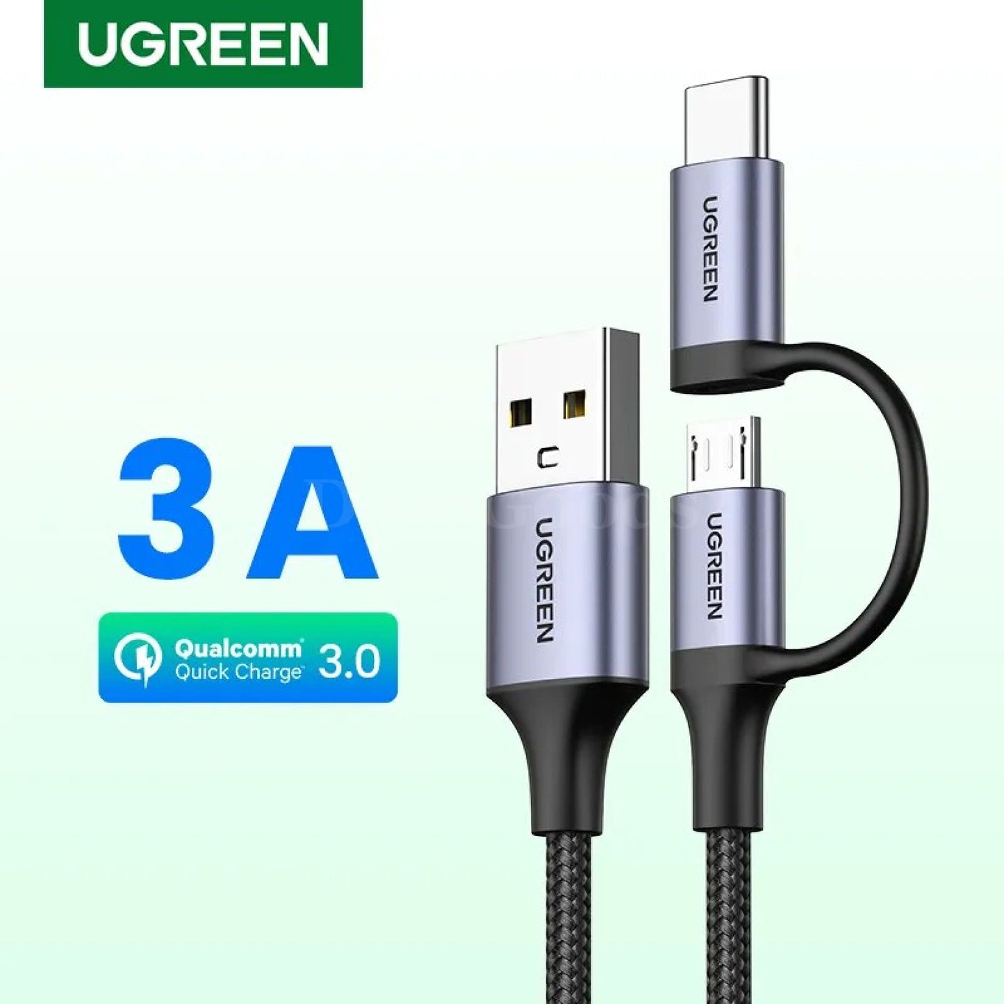 Ugreen 2-In-1 Usb Type C And Micro Cable For Samsung Galaxy S10 S9 - Fast Charging Data Transfer