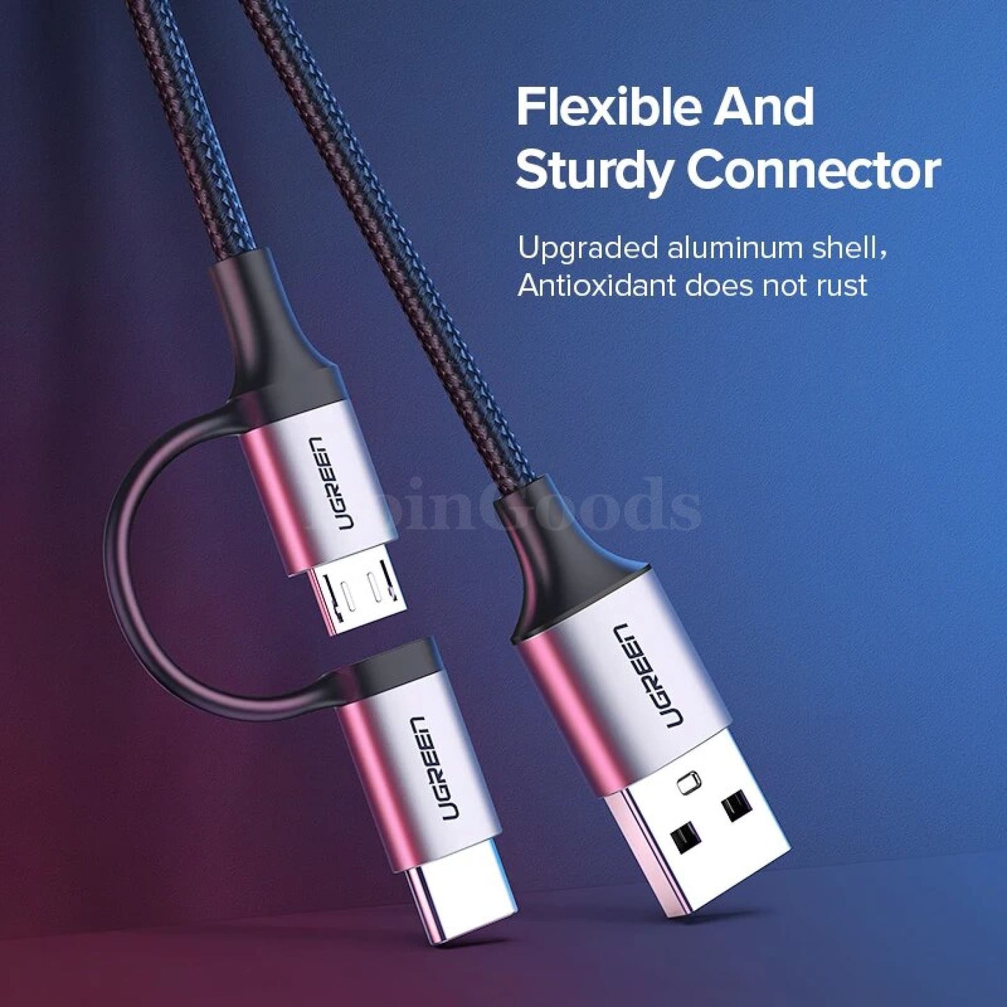 Ugreen 2-In-1 Usb Type C And Micro Cable For Samsung Galaxy S10 S9 - Fast Charging Data Transfer