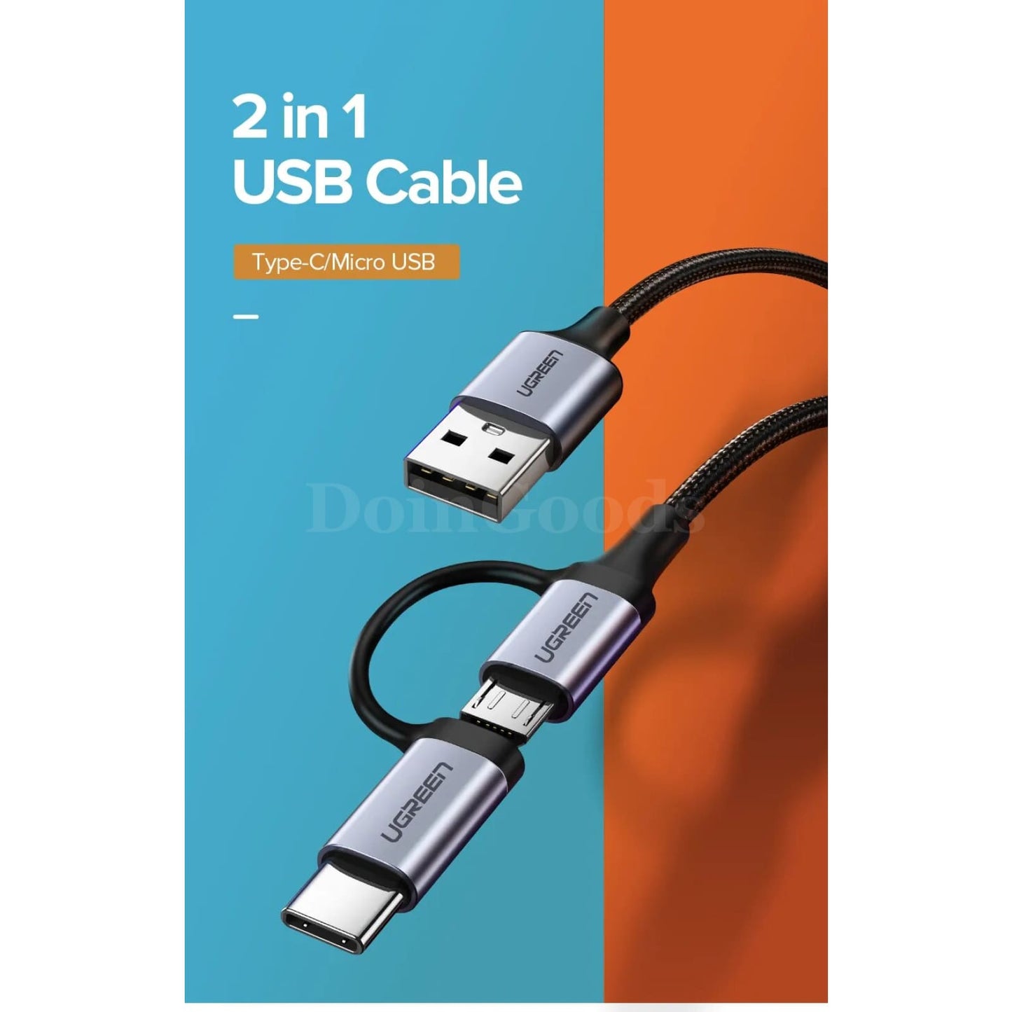Ugreen 2-In-1 Usb Type C And Micro Cable For Samsung Galaxy S10 S9 - Fast Charging Data Transfer