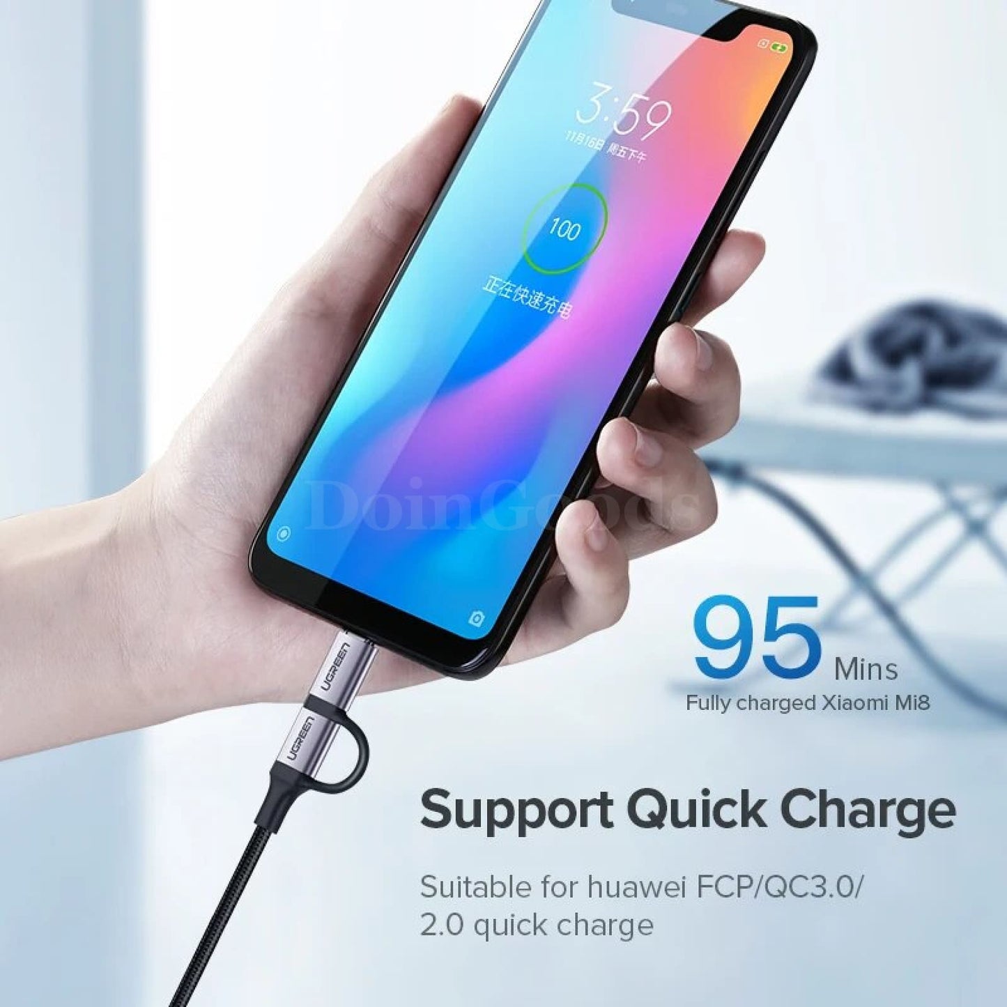 Ugreen 2-In-1 Usb Type C And Micro Cable For Samsung Galaxy S10 S9 - Fast Charging Data Transfer