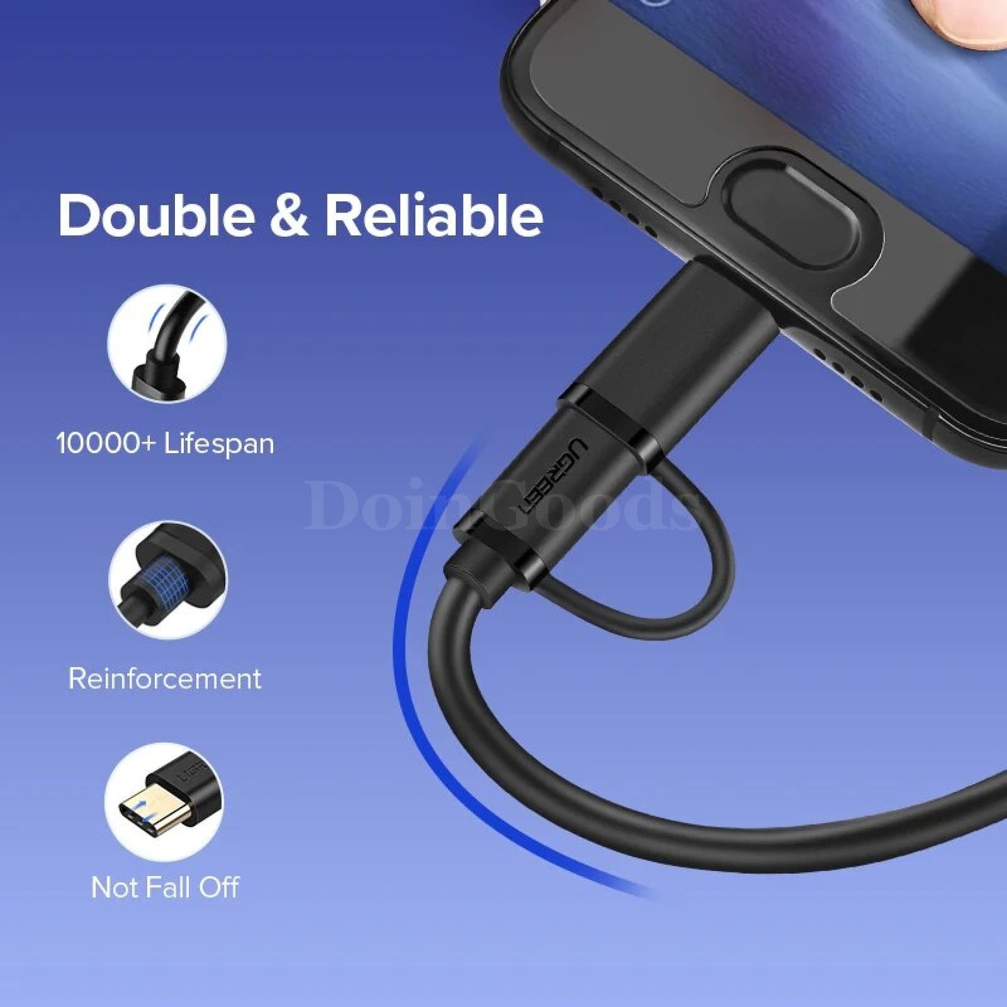 Ugreen 2-In-1 Usb Type C And Micro Cable For Samsung Galaxy S10 S9 Plus Fast Charging 301635