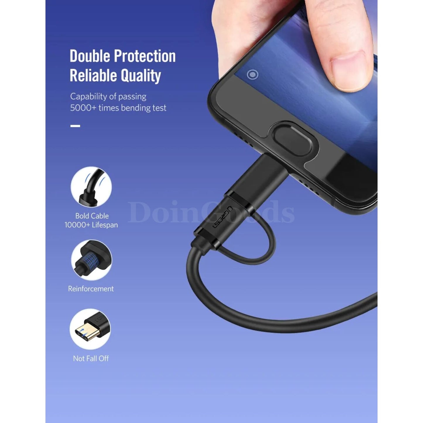 Ugreen 2-In-1 Usb Type C And Micro Cable For Samsung Galaxy S10 S9 Plus Fast Charging 301635