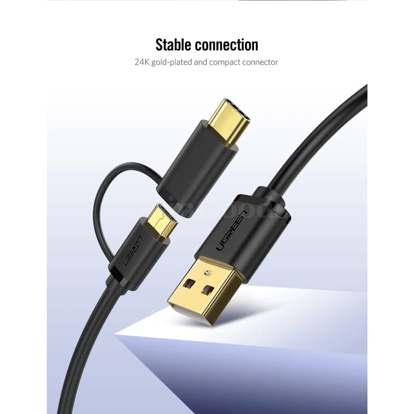 Ugreen 2-In-1 Usb Type C And Micro Cable For Samsung Galaxy S10 S9 Plus Fast Charging 301635