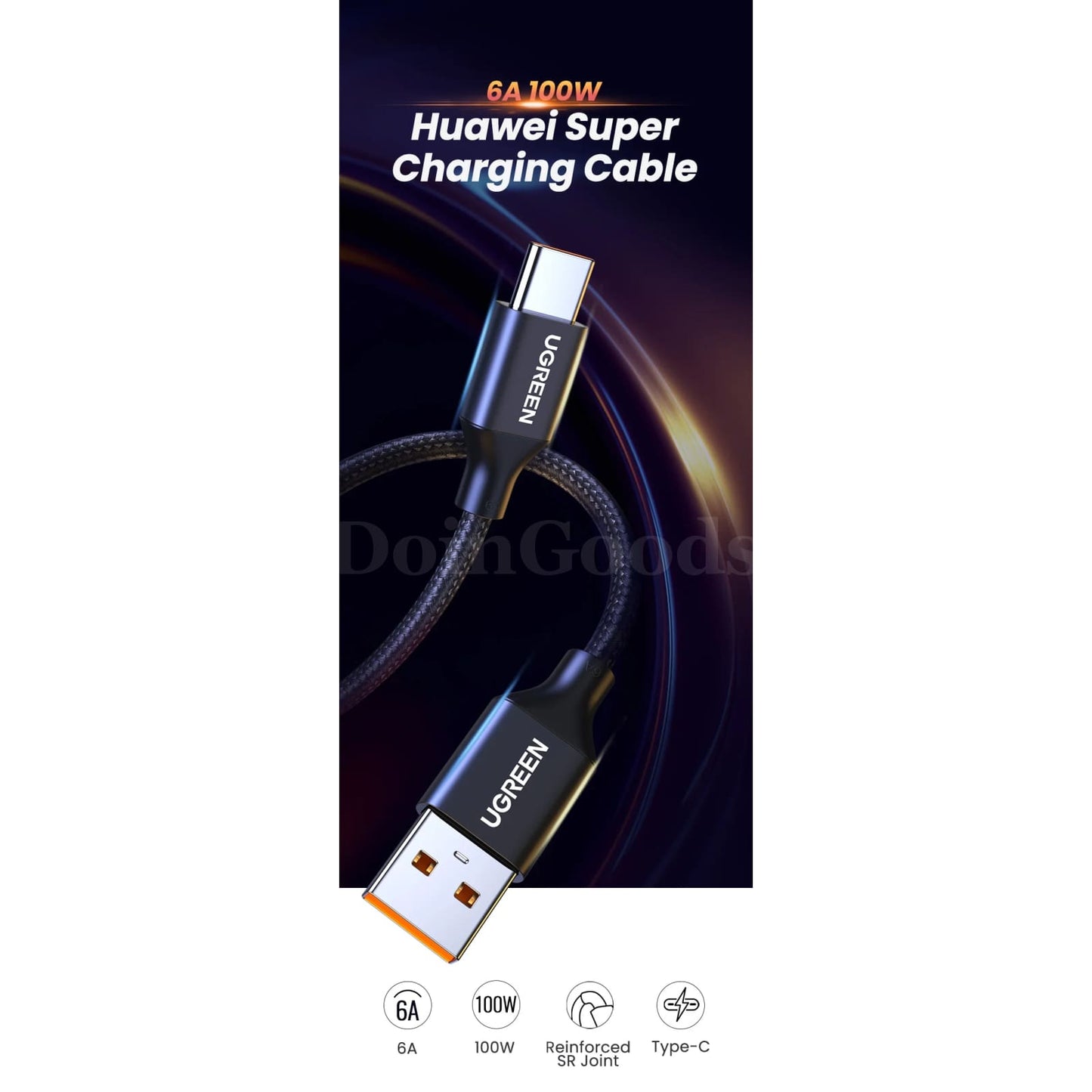 Ugreen 2 Pack Usb Type C 6A 100W Super Charge Cable Huawei P40 Pro Mate P30 301635