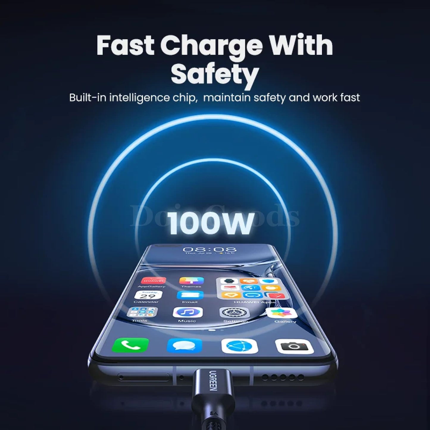 Ugreen 2 Pack Usb Type C 6A 100W Super Charge Cable Huawei P40 Pro Mate P30 301635