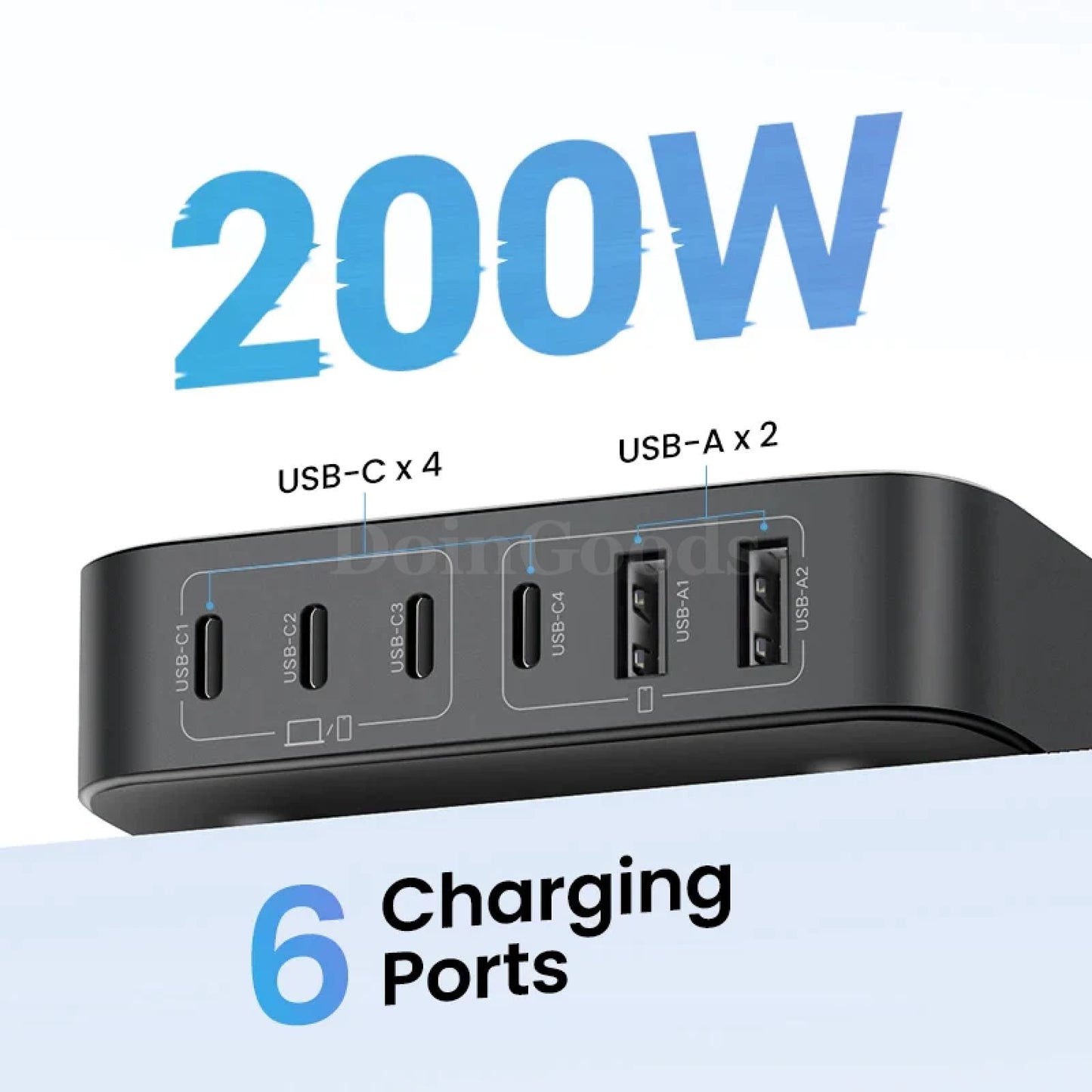 Ugreen 200W Gan Charger 6-In-1 Desktop Fast Adapter Iphone Xiaomi Samsung 301635