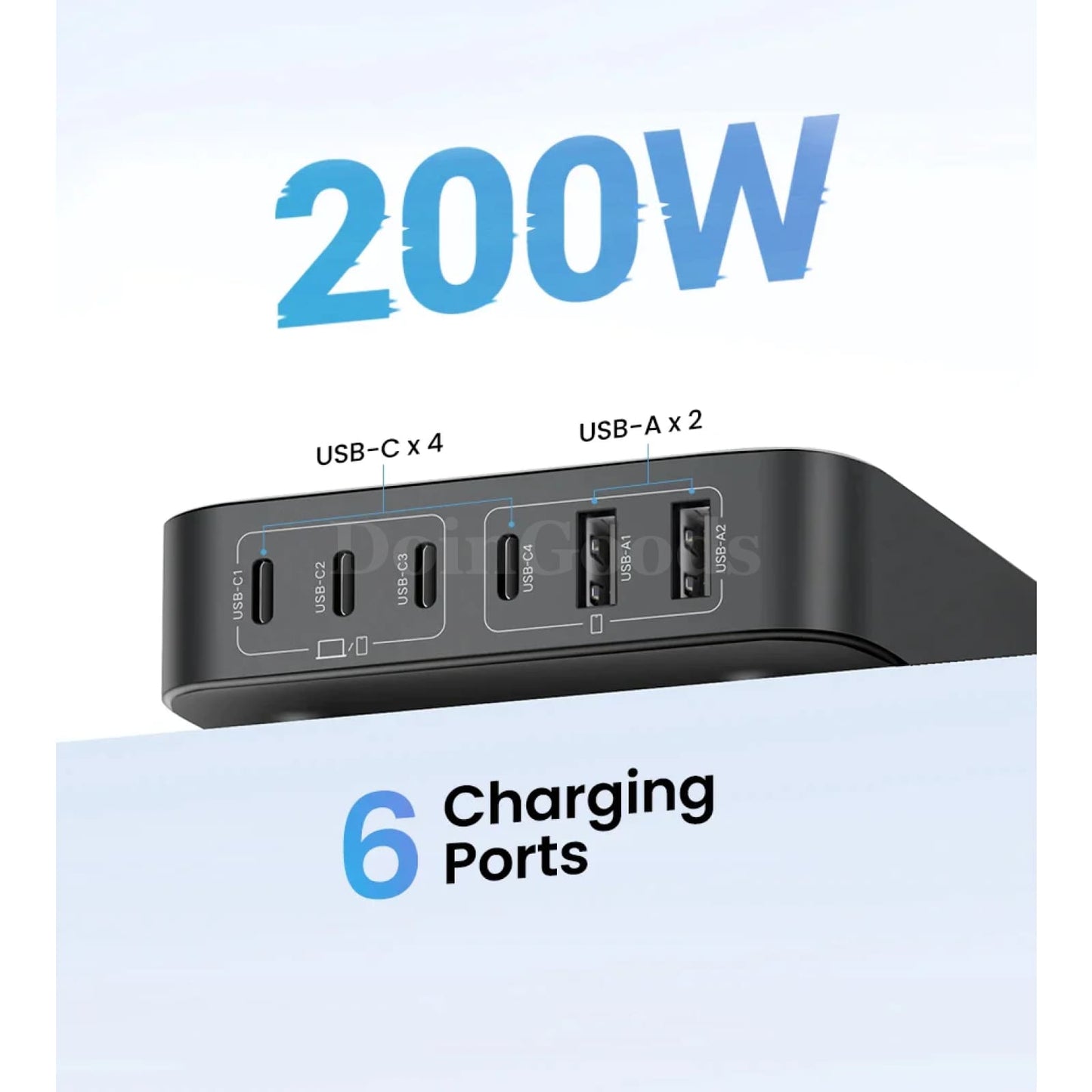 Ugreen 200W Gan Charger 6-In-1 Desktop Fast Adapter Iphone Xiaomi Samsung 301635