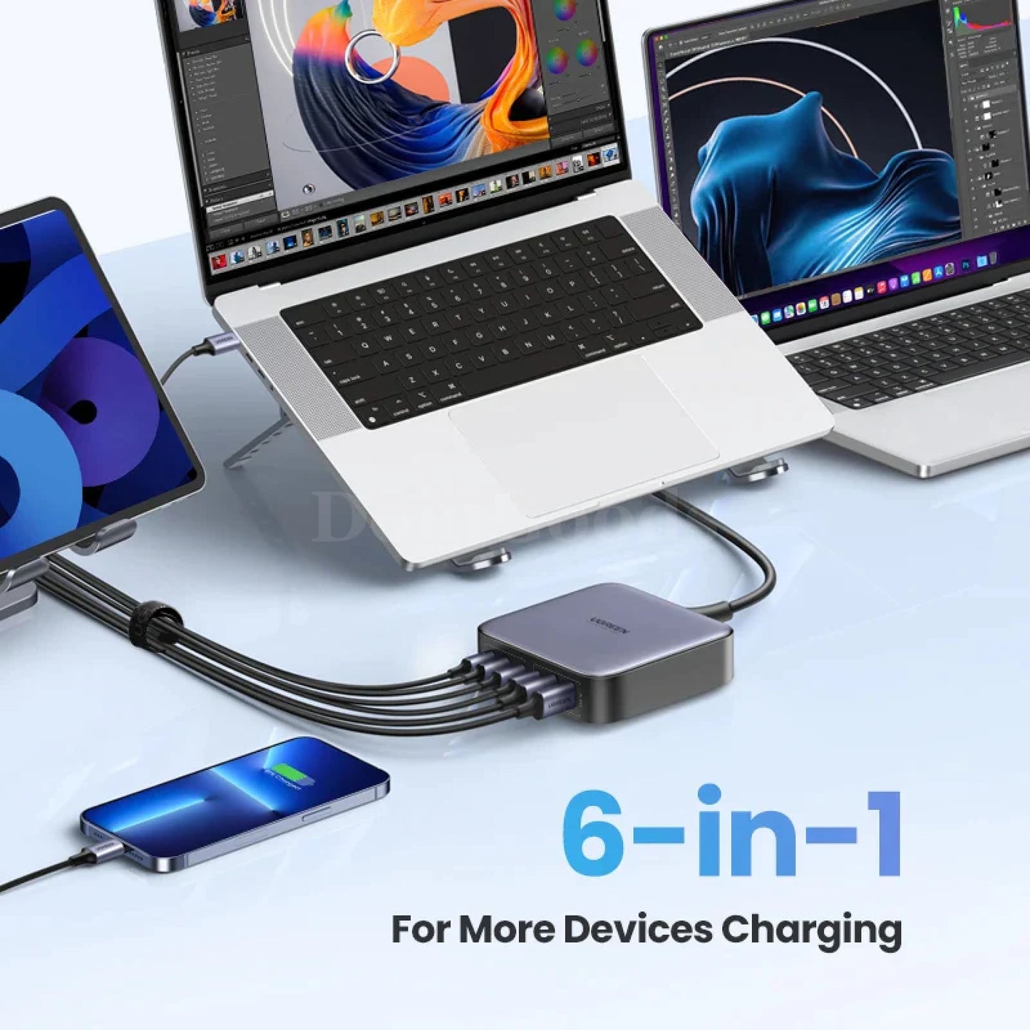 Ugreen 200W Gan Charger 6-In-1 Desktop Fast Adapter Iphone Xiaomi Samsung 301635