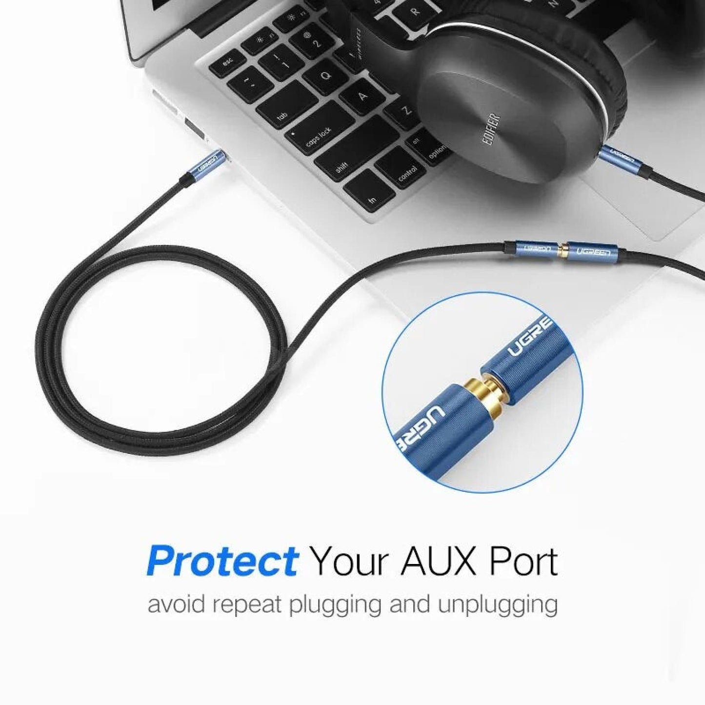 Ugreen 3.5Mm Audio Extension Cable - Stereo Aux Jack For Huawei P20 Lite Xiaomi Redmi 5 Plus Pc