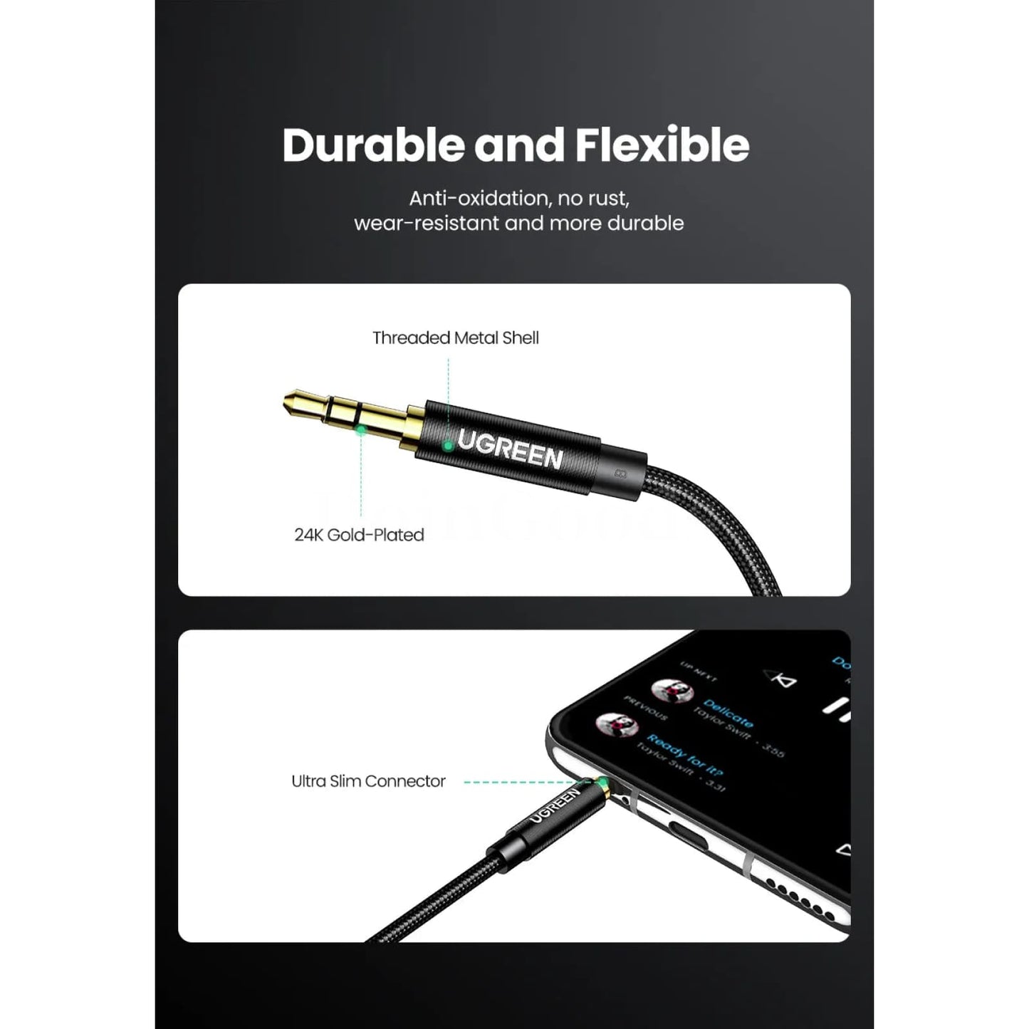 Ugreen 3.5Mm Male To Aux Cable - Audio For Iphone Computer Headphones And More 301635-
