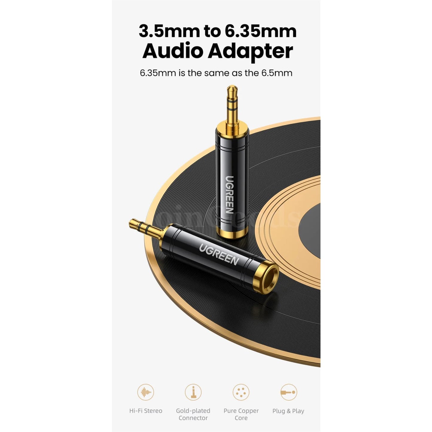 Ugreen 3.5Mm To 6.5Mm 6.35Mm 1/4 Adapter Gold Plated Aux Female Male Audio 301635