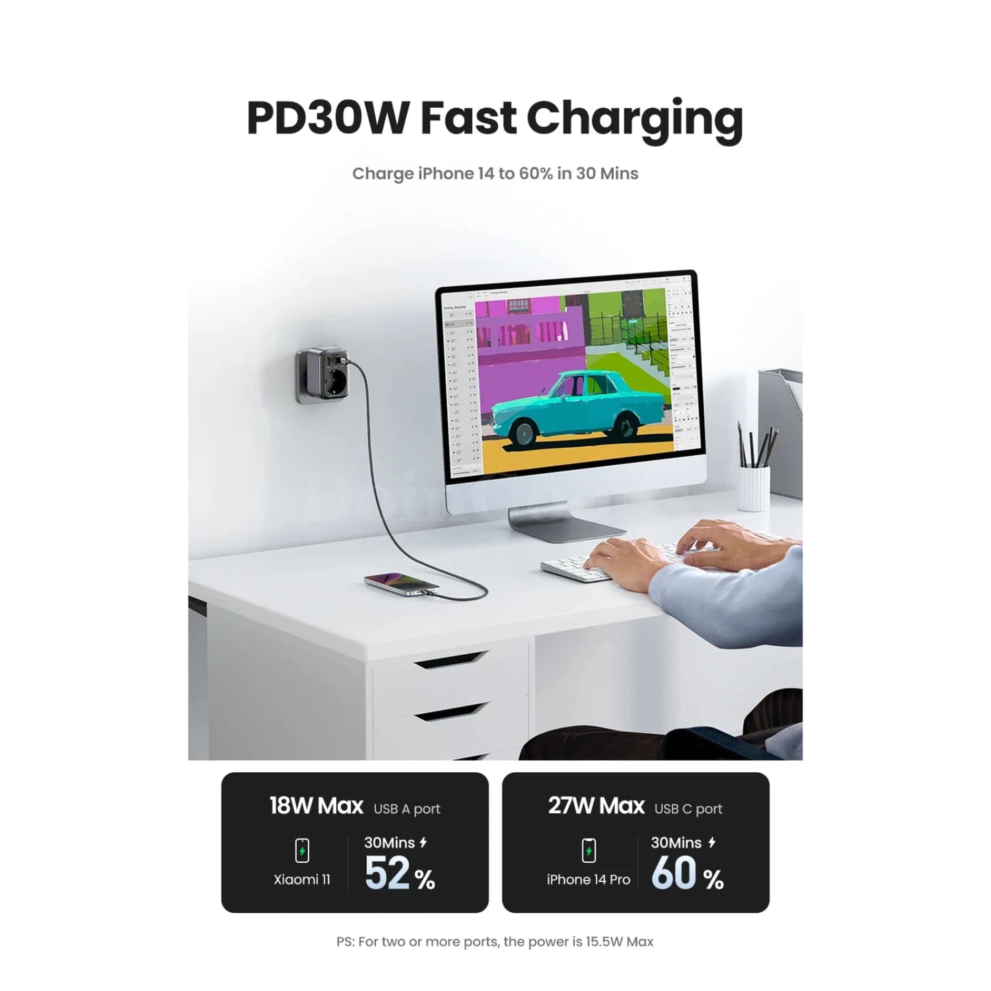 Ugreen 30W Gan Pd Charger Ac Outlets Mobile Phone Iphone 15 14 Xiaomi Usb Wall 301635