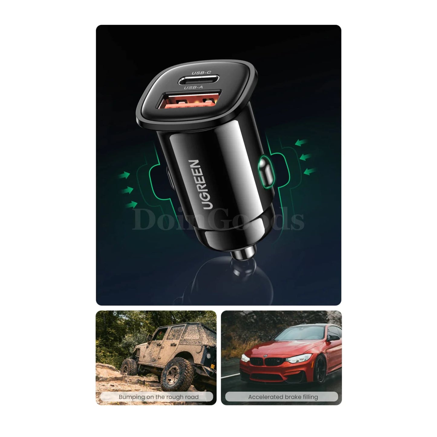 Ugreen 30W Usb Car Charger Quick Charge 4.0 Qc3.0 Pd Type C For Iphone 15 Xiaomi 301635