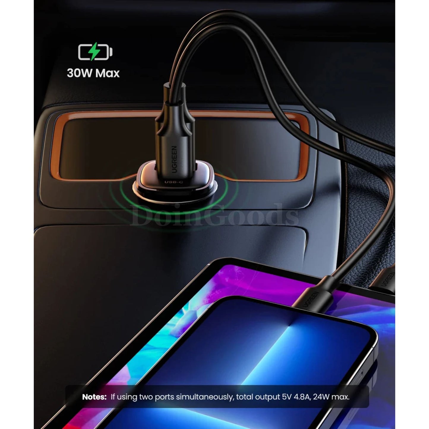 Ugreen 30W Usb Car Charger Quick Charge 4.0 Qc3.0 Pd Type C For Iphone 15 Xiaomi 301635