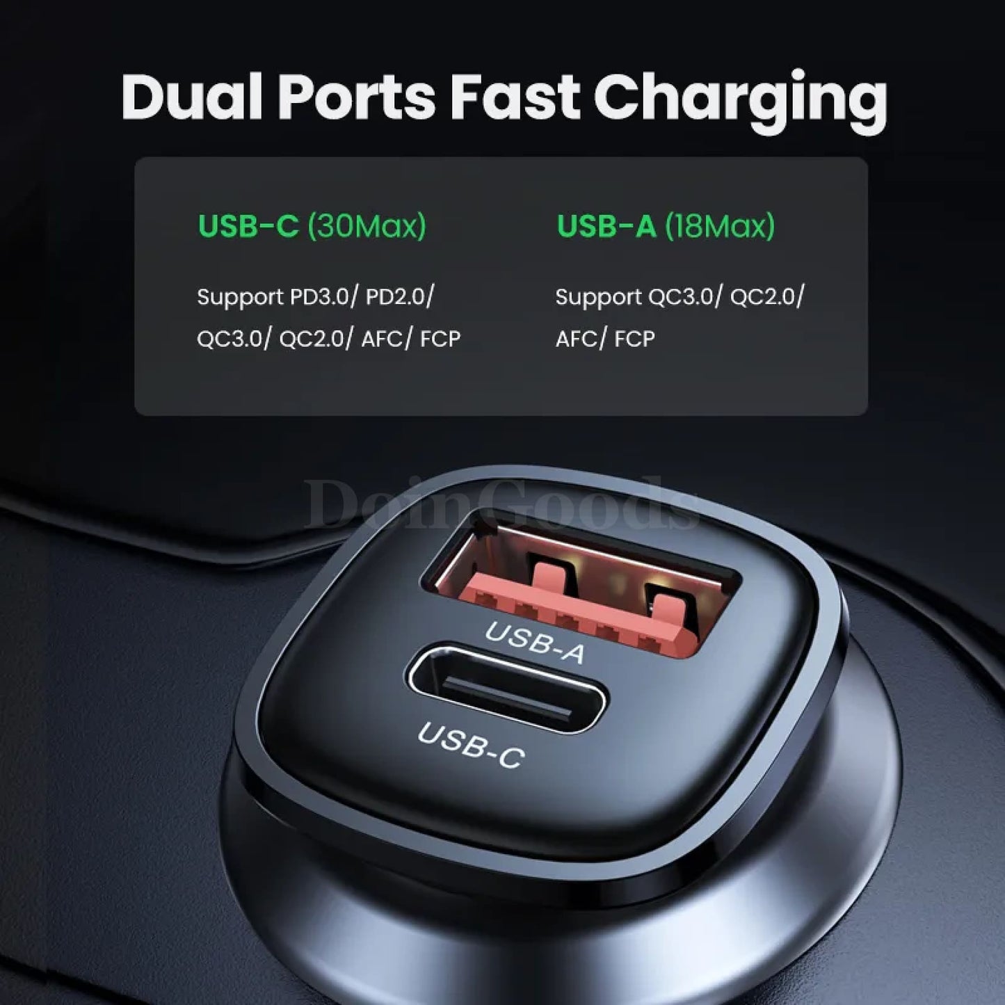 Ugreen 30W Usb Car Charger Quick Charge 4.0 Qc3.0 Pd Type C For Iphone 15 Xiaomi 301635