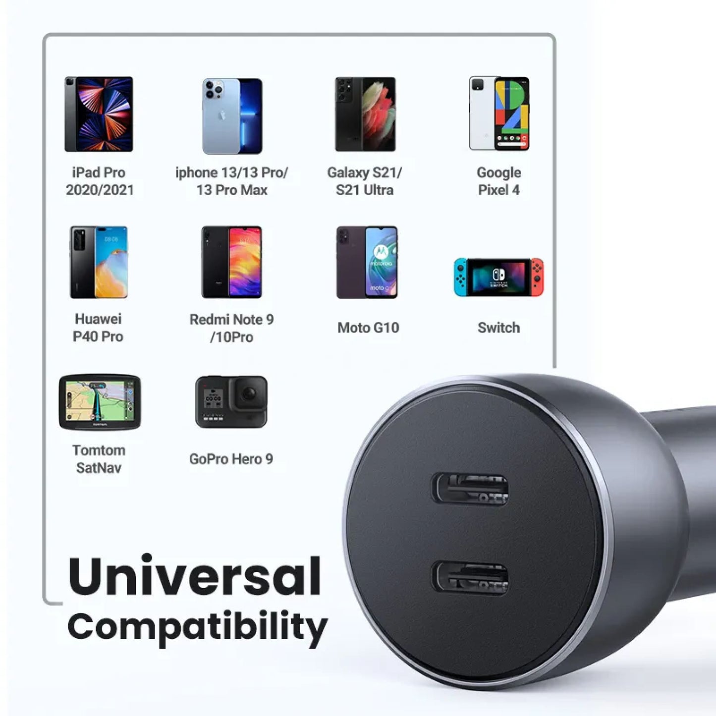Ugreen 36W Quick Charge 4.0/3.0 Usb Car Charger Type C Pd For Iphone 14 13 12 Xiaomi 301635