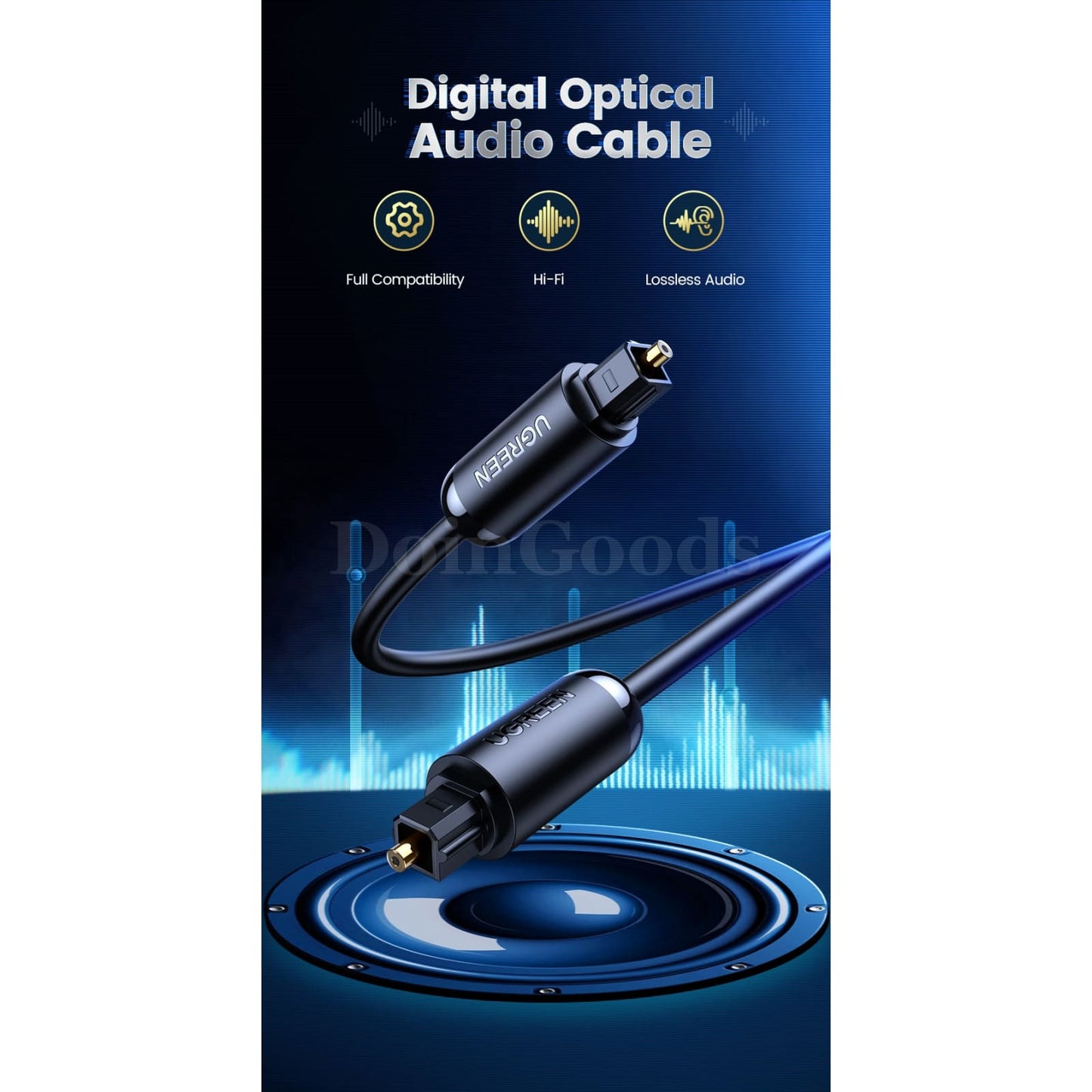 Ugreen Digital Optical Audio Cable - Toslink Spdif Coaxial For Soundbar Amplifiers 301635