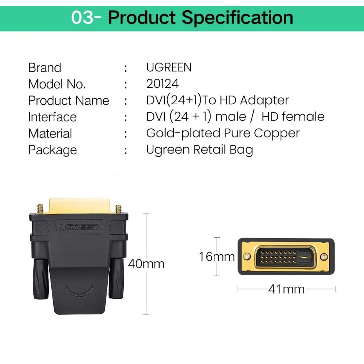 Ugreen Dvi-D Male 24 1 Pin To Hdmi Female 19-Pin Dvi Adapter Bidirectional Cable 301635