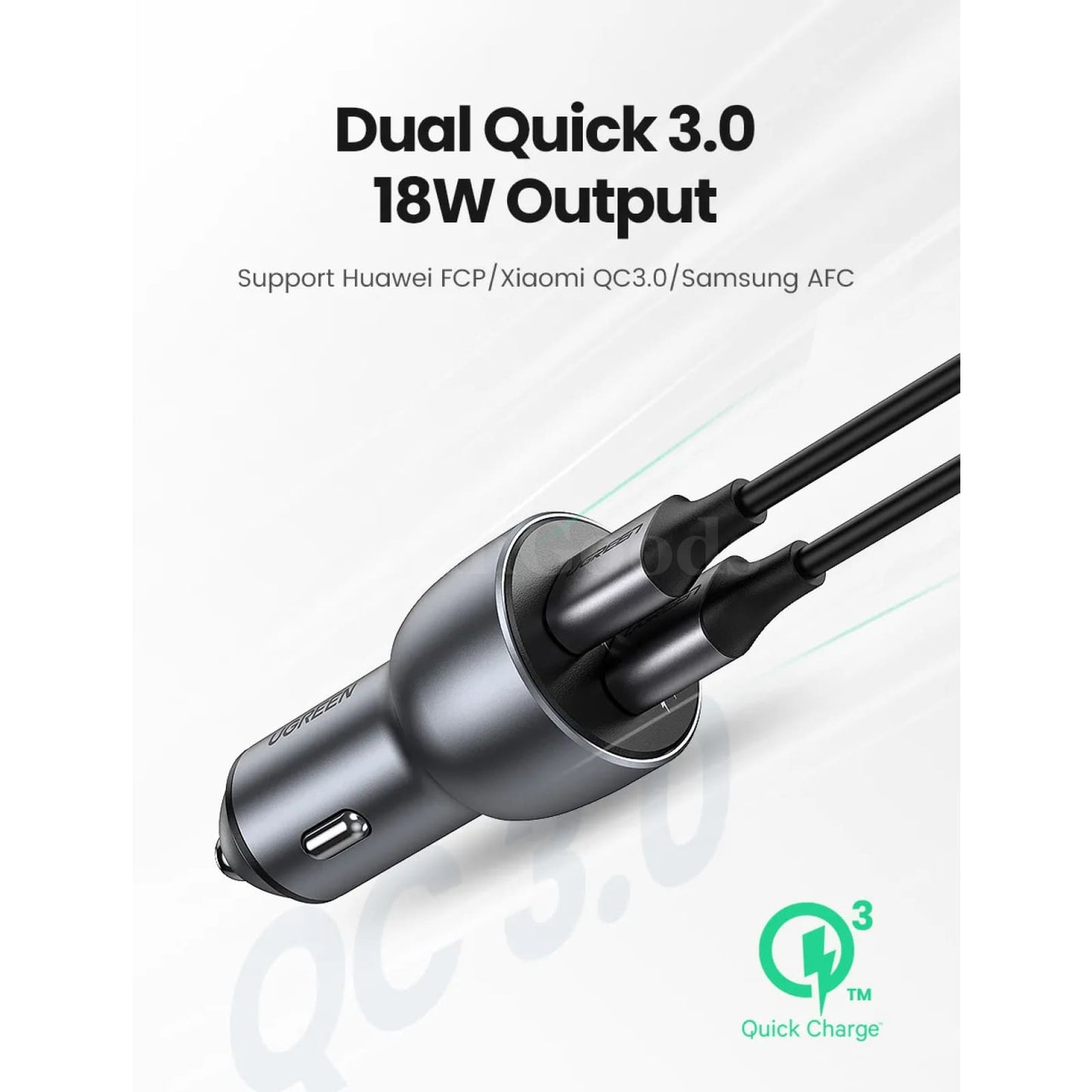 Ugreen Fast Car Charger Quick Charge 3.0 For Redmi Note 10 Xiaomi Iphone Samsung 301635