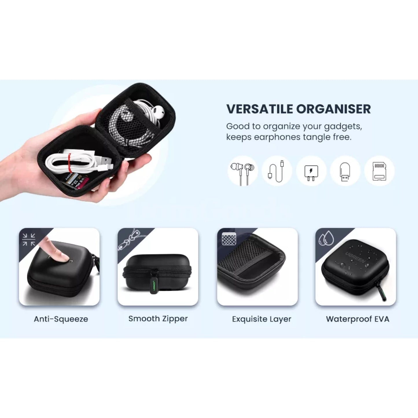 Ugreen Hard Earphone Case Headphone Bag Cover For Airpods Earpods Sennheiser 301635