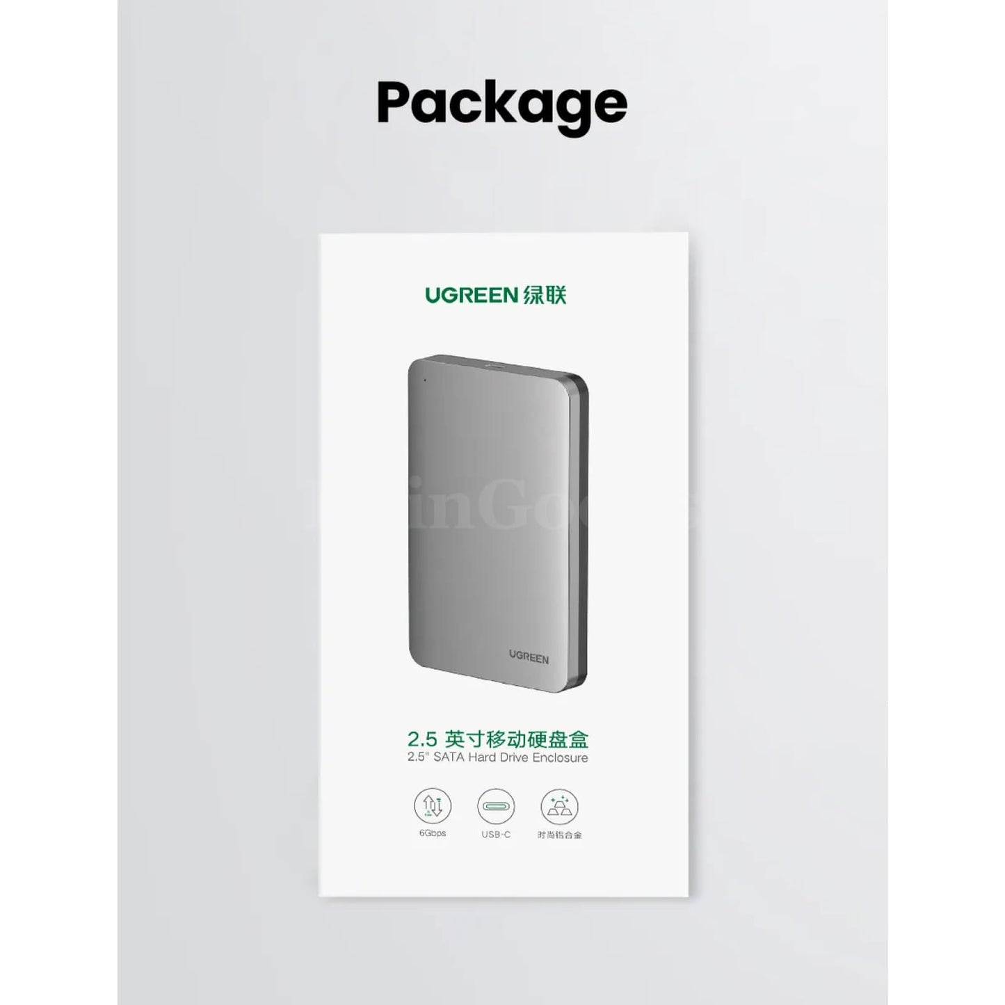 Ugreen Hdd Case 2.5 Sata Usb C 3.1 Gen 2 6Gbps External Hard Drive Aluminum Box 301635