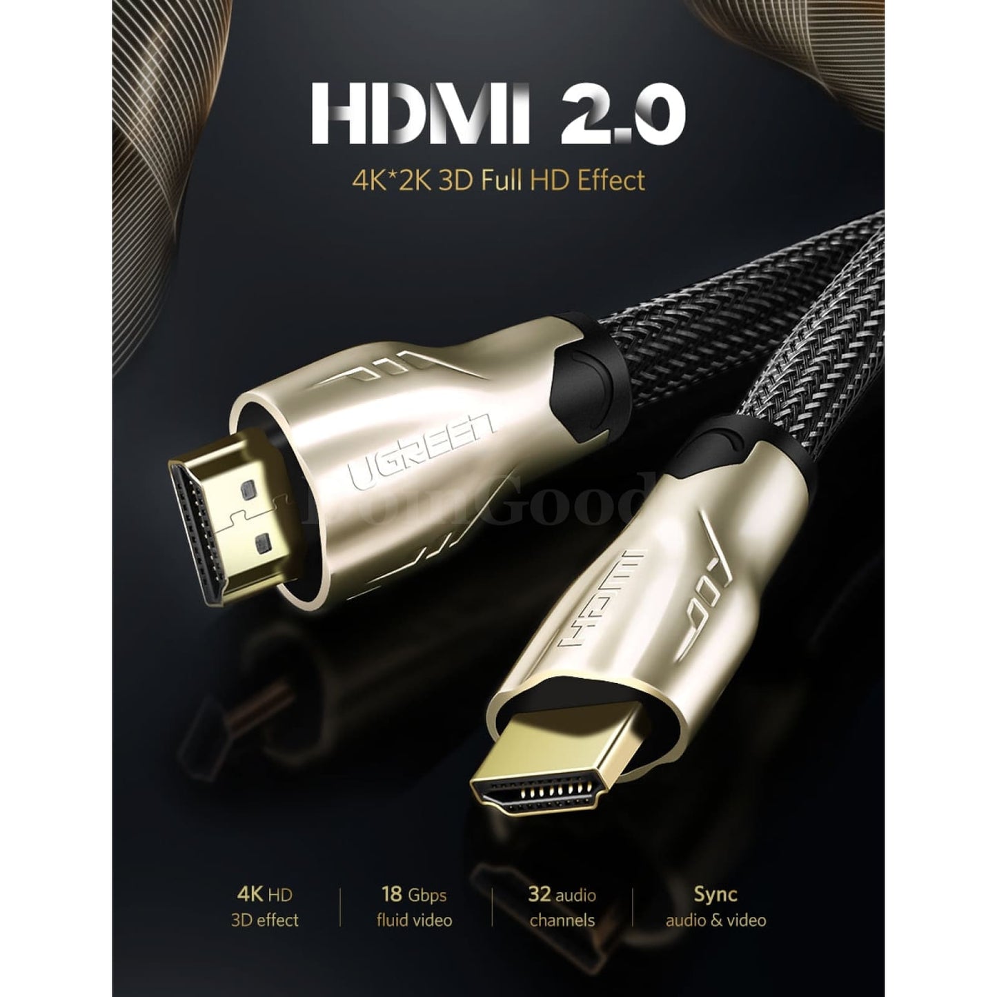 Ugreen Hdmi Cable 4K/60Hz - Audio Switch Splitter For Tv Box Ps4 301635