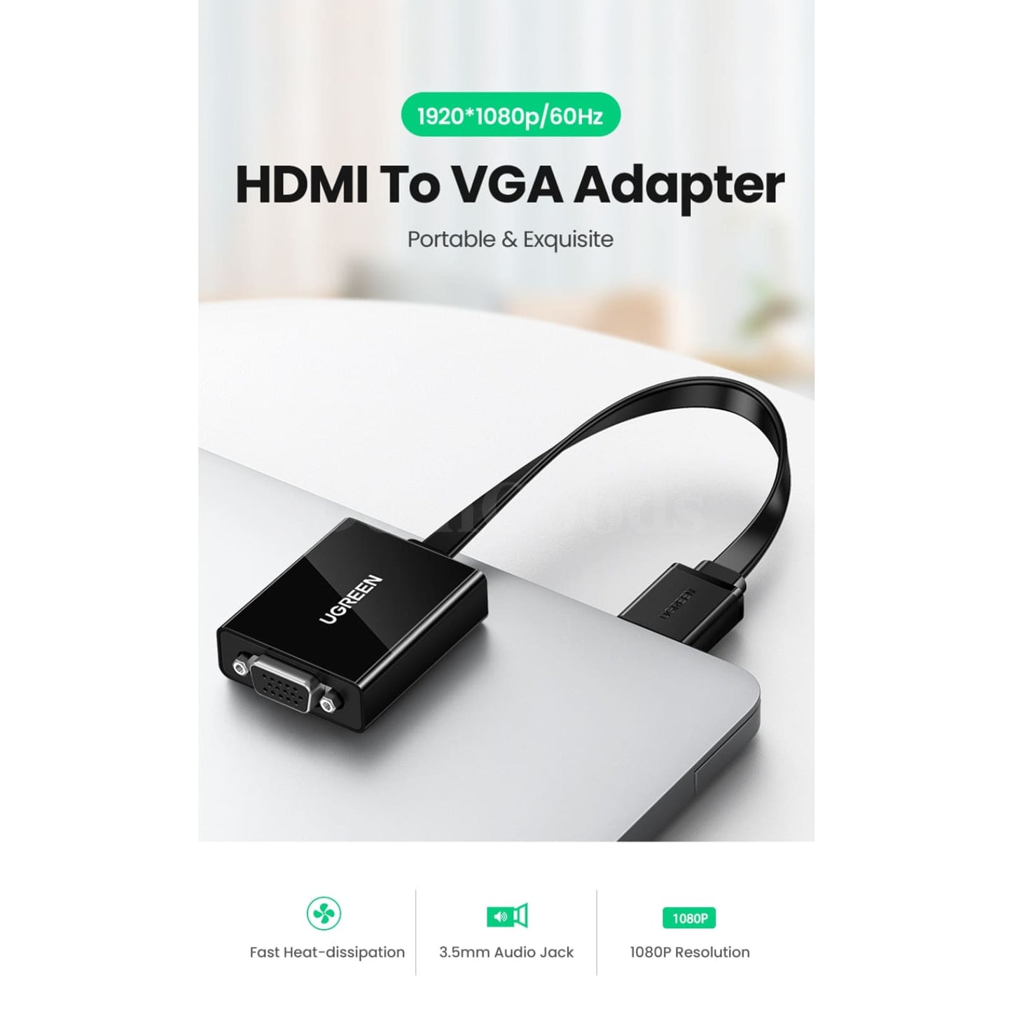 Ugreen Hdmi To Vga Adapter - 1080P Male Female Converter For Tv Box Pc 301635