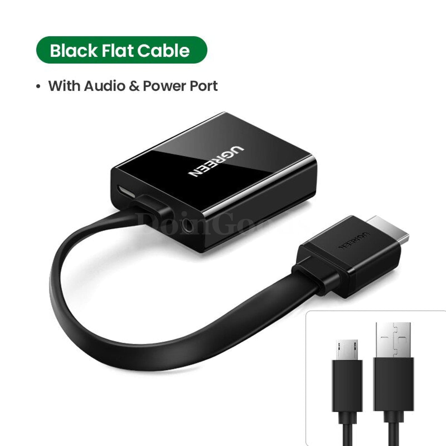 Ugreen Hdmi To Vga Adapter - 1080P Male Female Converter For Tv Box Pc Black Flat Cable / 16Cm
