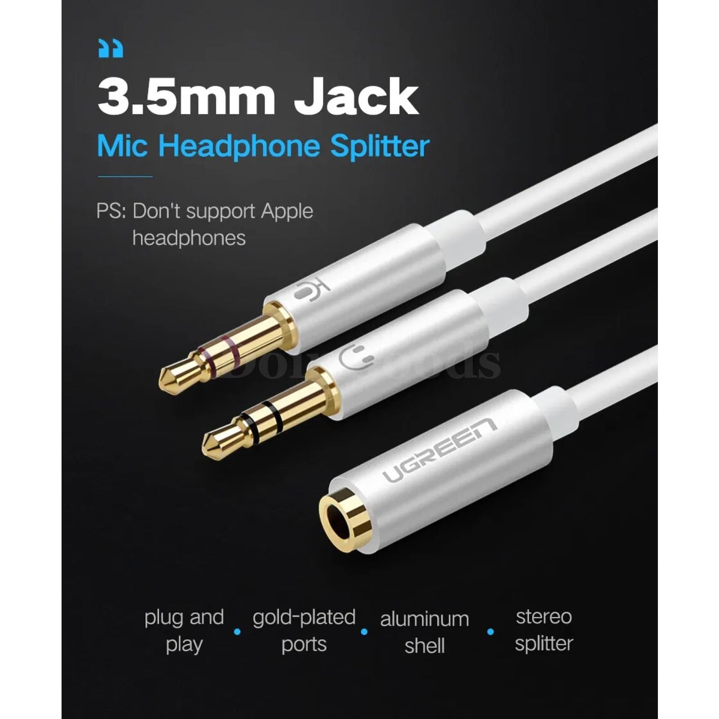 Ugreen Headphone And Mic Audio Splitter - 3.5Mm Female To Dual Male Y-Splitter Cable 301635
