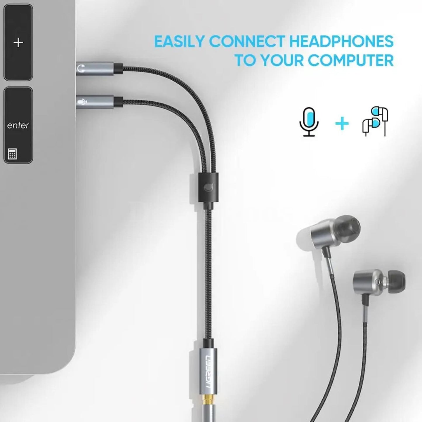 Ugreen Headphone And Mic Audio Splitter - 3.5Mm Female To Dual Male Y-Splitter Cable 301635