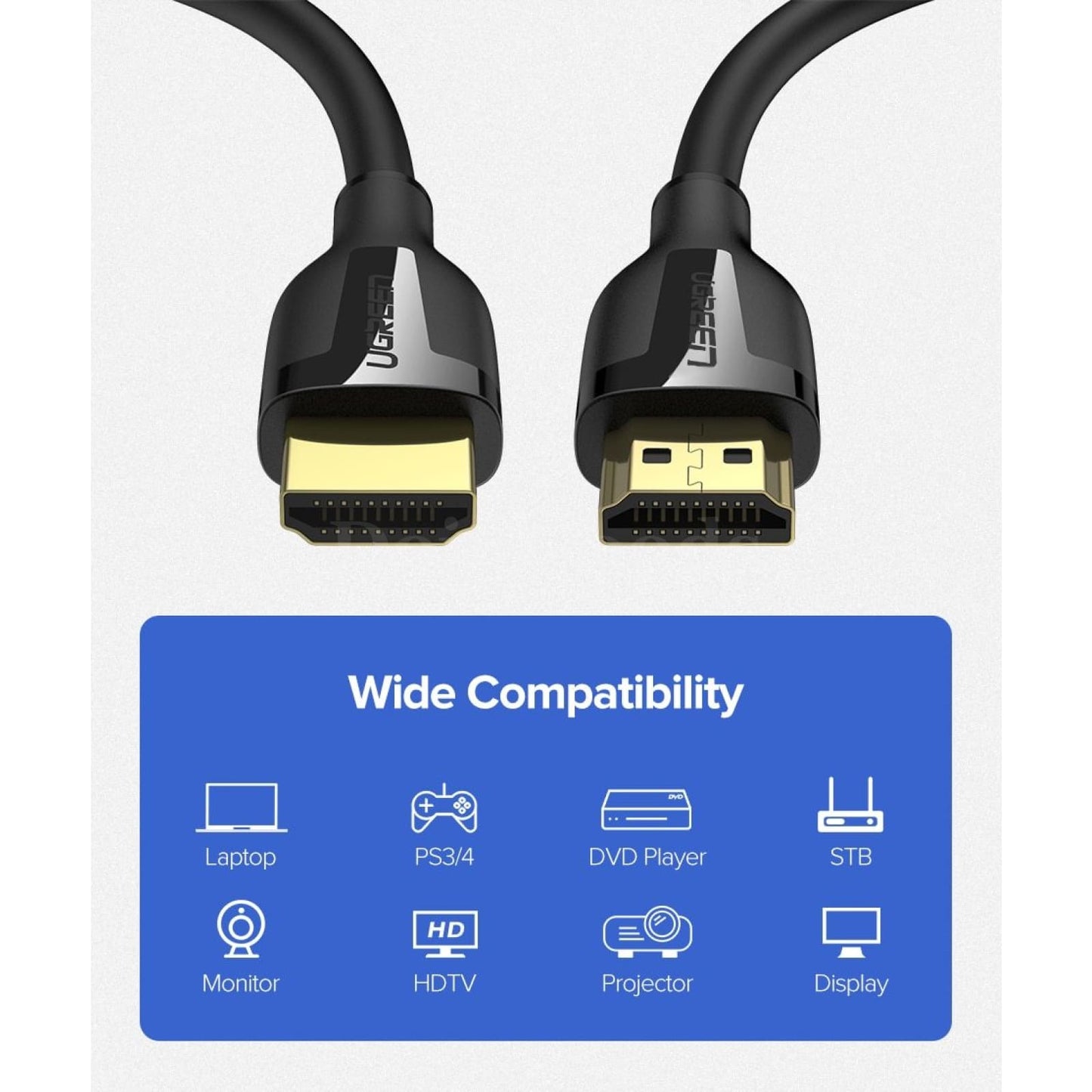Ugreen High Quality Hdmi Cable Angle 90 Degree 8Ft 4K Speed Gold Plated 3Ft 301635