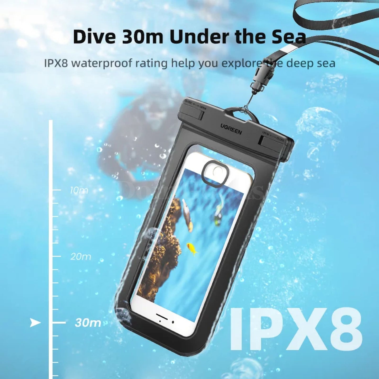 Ugreen Ipx8 Waterproof Phone Case Bag Protective Universal Swim Pouch 301635