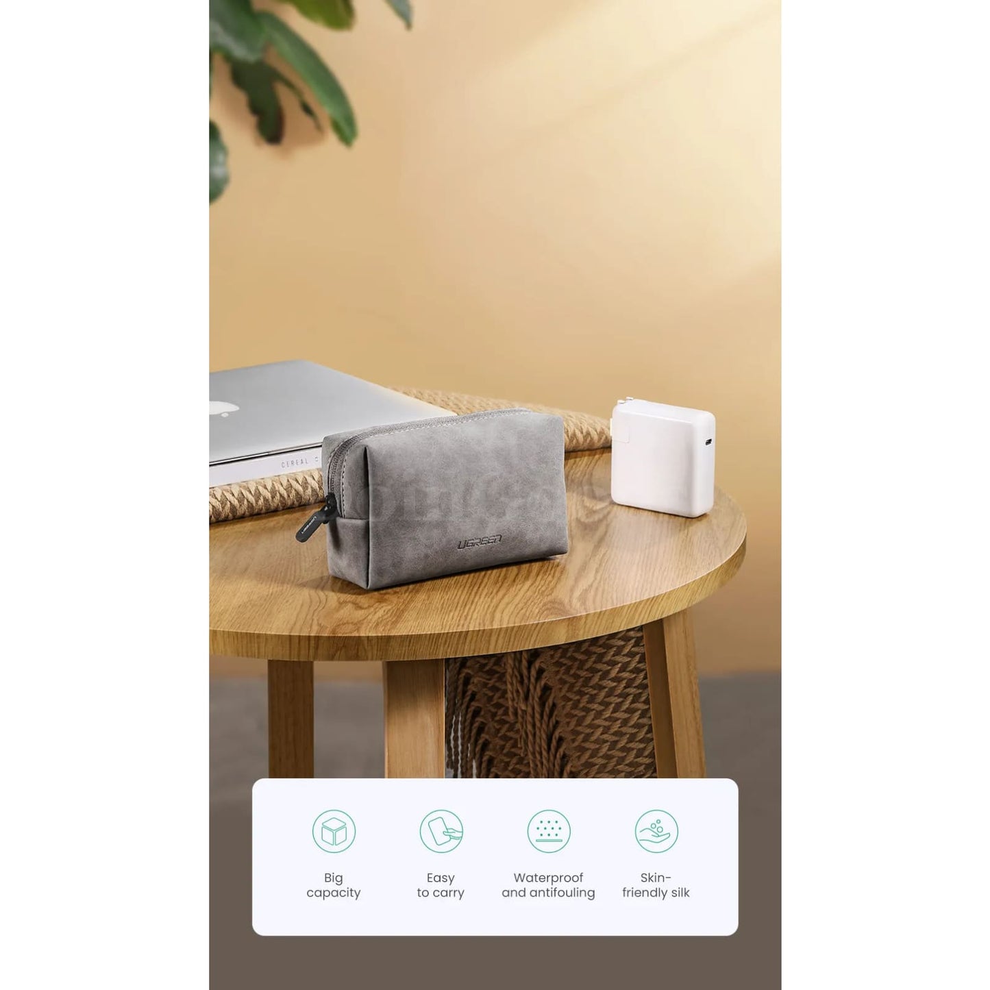 Ugreen Leather Organizer Bag Headphones Earphone Usb Cable Charger Accessories 301635