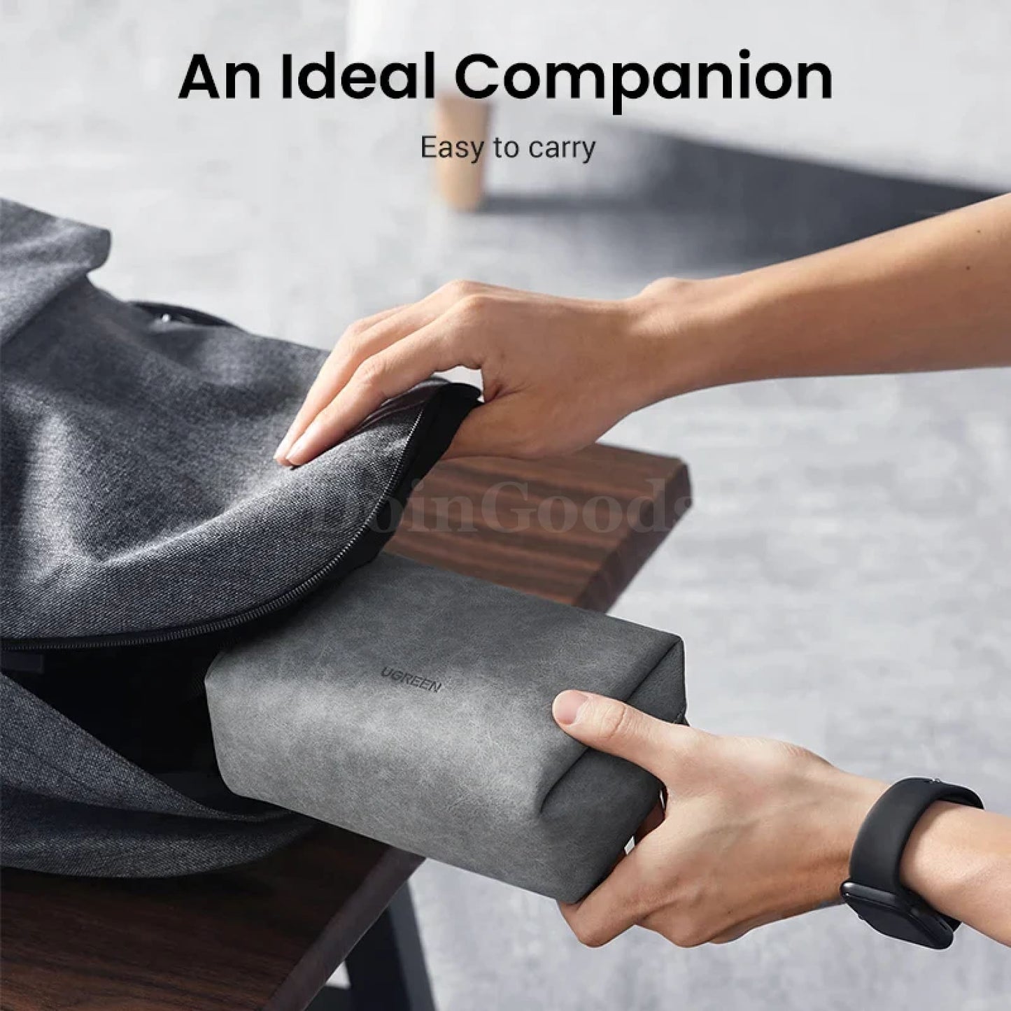 Ugreen Leather Organizer Bag Headphones Earphone Usb Cable Charger Accessories 301635