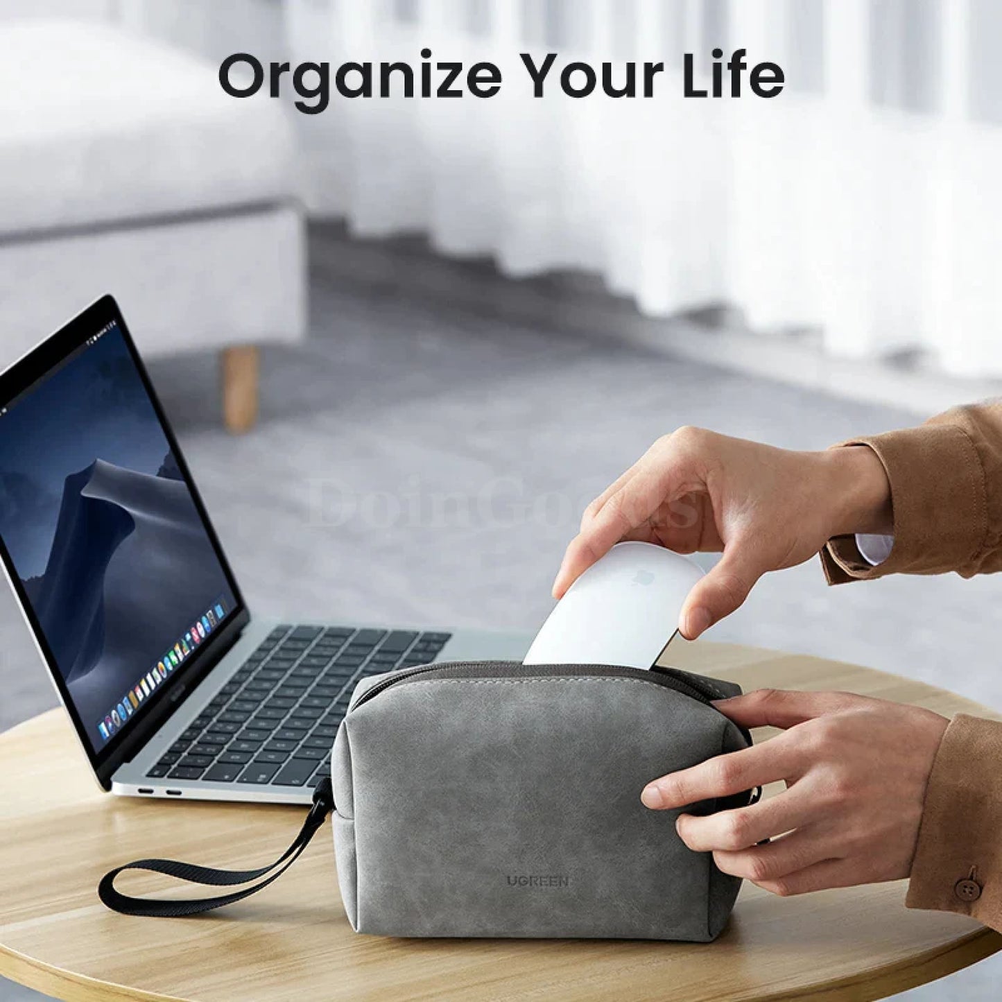 Ugreen Leather Organizer Bag Headphones Earphone Usb Cable Charger Accessories 301635