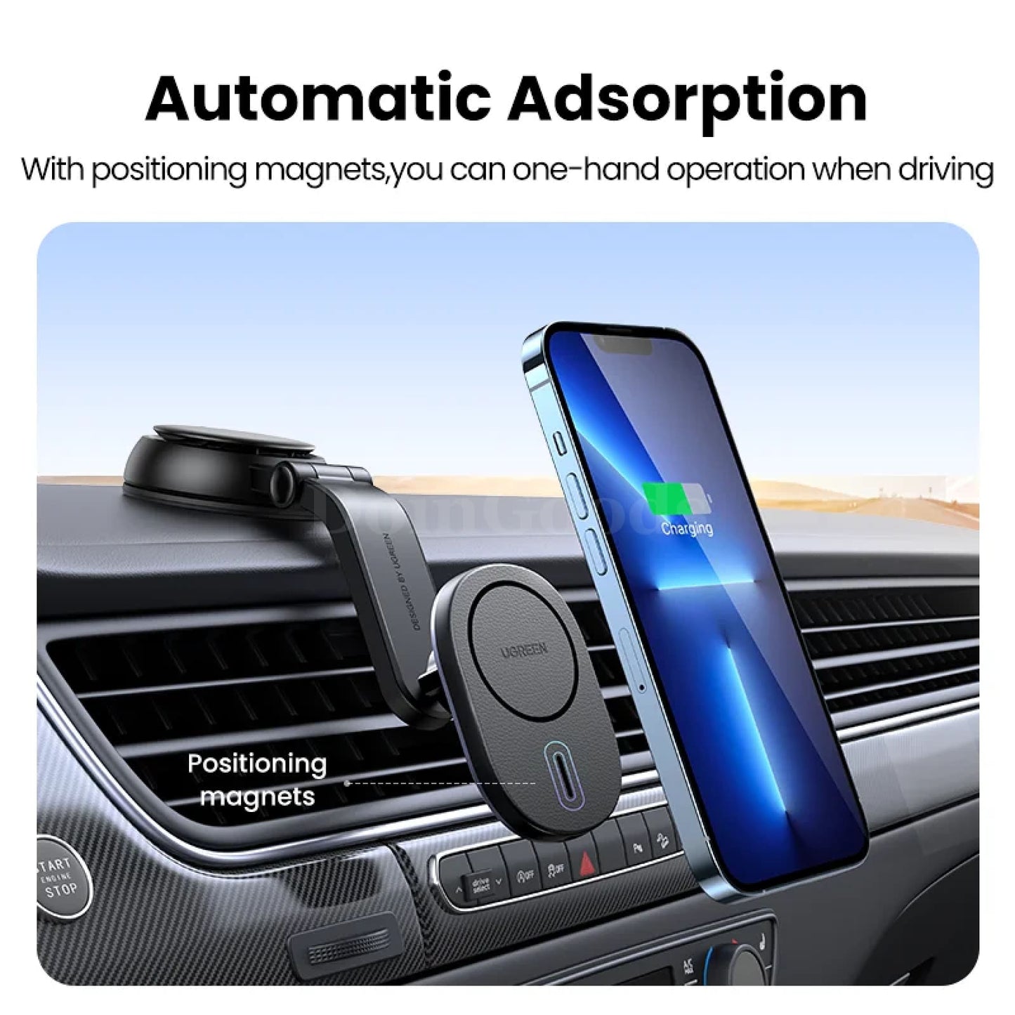 Ugreen Magnetic Wireless Car Charger Adsorbable Mount Iphone 15 Charging Holder 301635