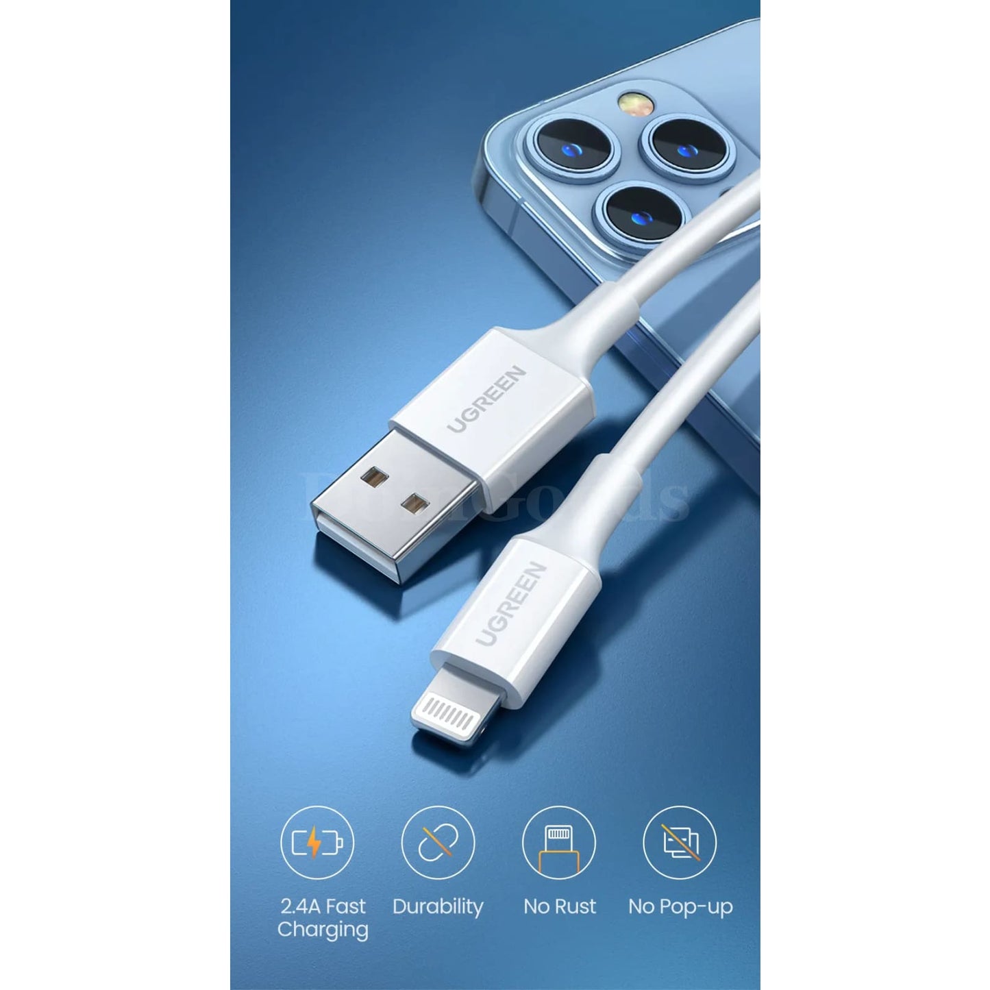 Ugreen Mfi Certified Usb Lightning Cable 2.4A Fast Charging Iphone Pro Max Ipad 301635