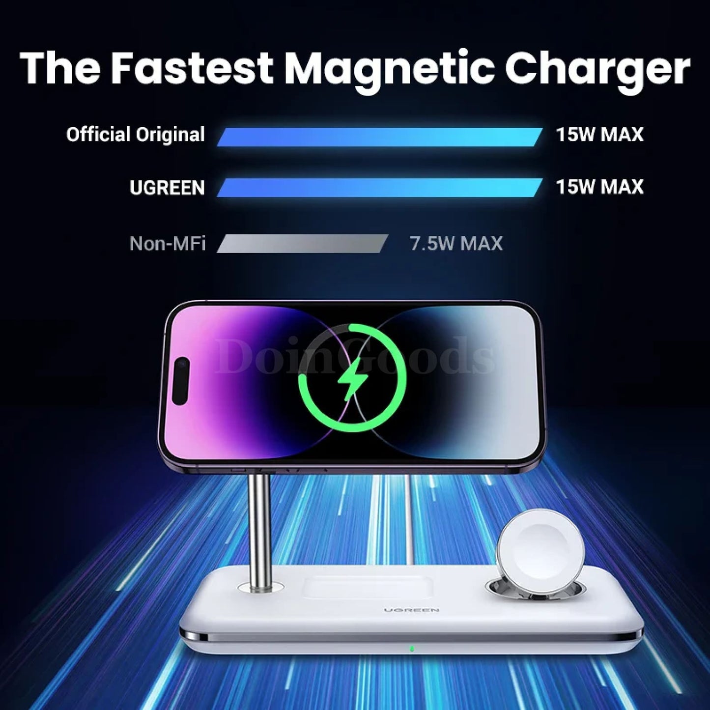 Ugreen Mfi Magsafe 25W Wireless Charger Stand 3-In-1 For Iphone 15 14 Pro Max 301635