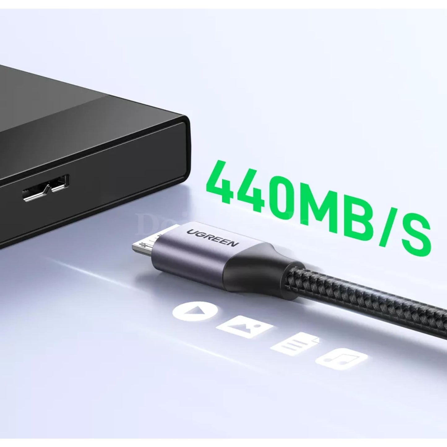 Ugreen Micro B Usb 3.0 Cable - 3A Fast Charging 5Gbps Data Transfer External Hdd And Ssd 301635