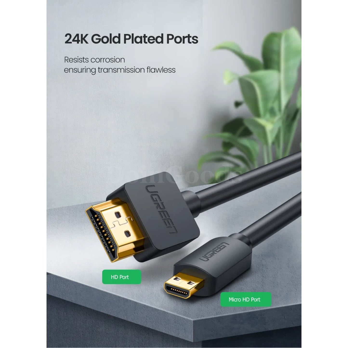 Ugreen Micro Hdmi-Compatible Cable - 4K/60Hz 3D Effect Male To For Gopro Sony Projector 301635