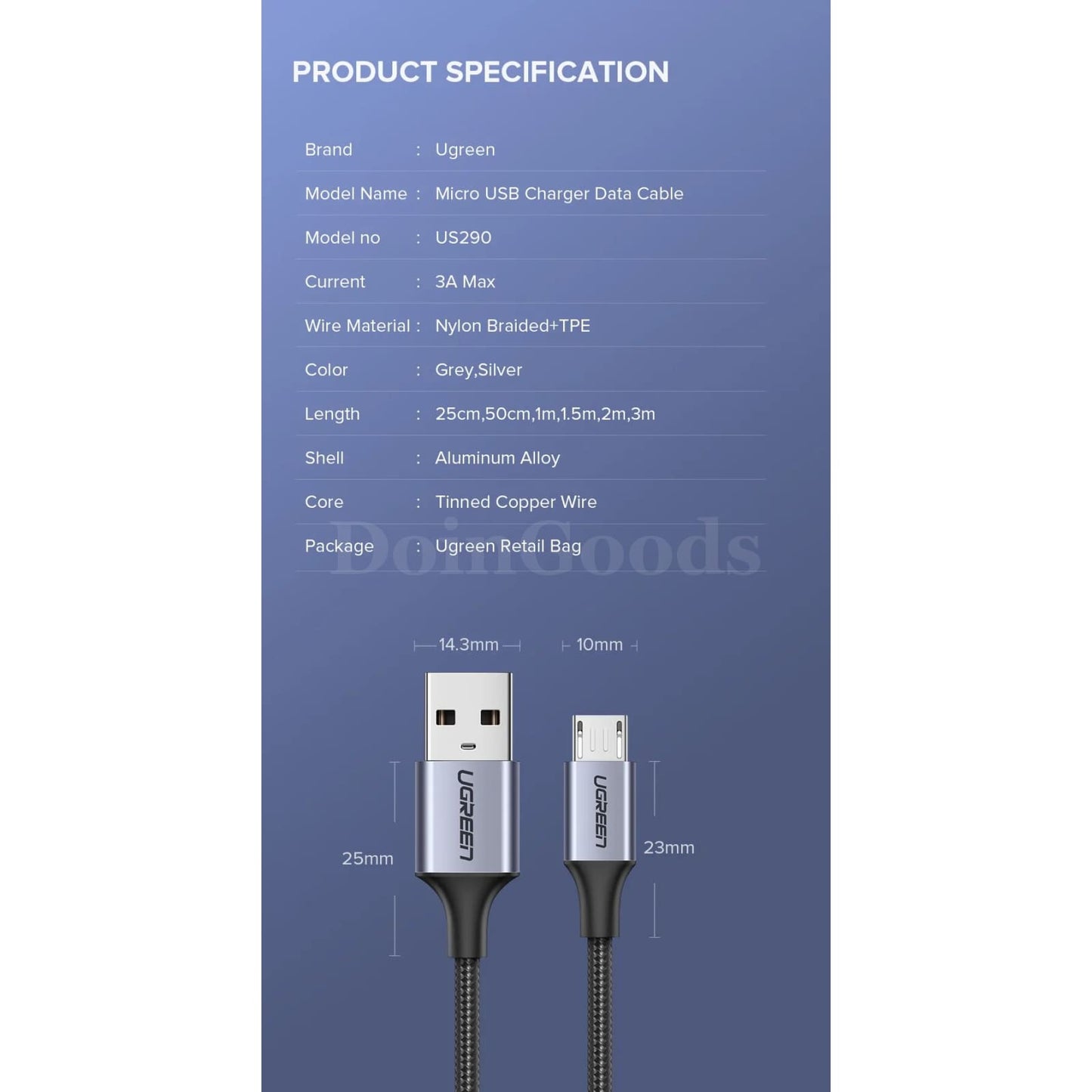Ugreen Micro Usb Cable Charger For Samsung Galaxy S7 S6 - Fast Charging Mobile Phone Cord 301635-