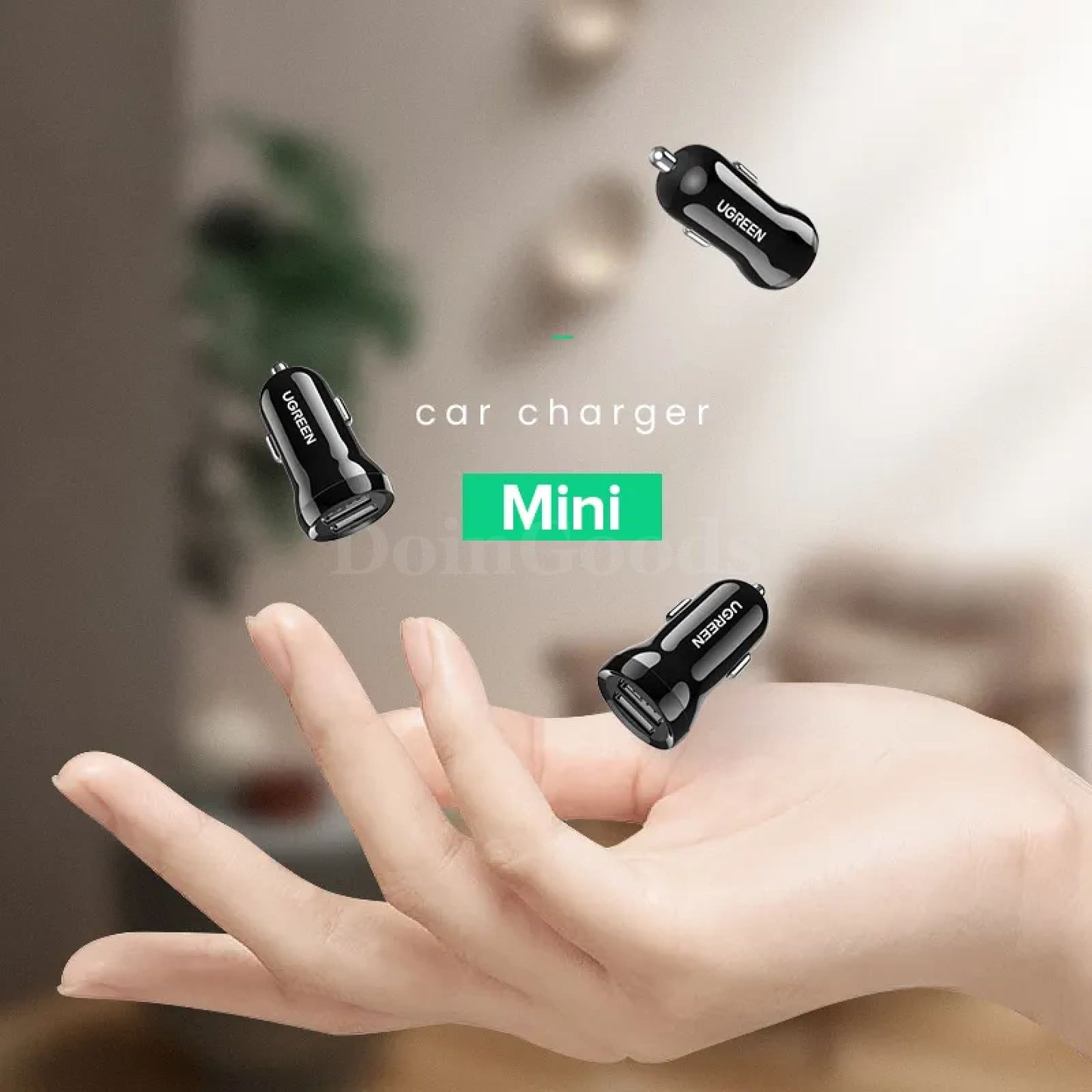 Ugreen Mini Dual Usb Car Charger For Mobile Phone Tablet Gps 4.8A Fast Adapter 301635