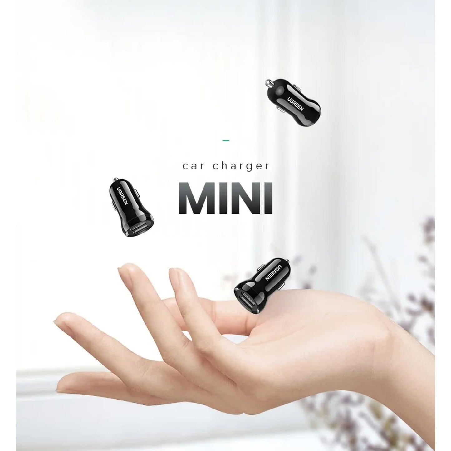 Ugreen Mini Dual Usb Car Charger For Mobile Phone Tablet Gps 4.8A Fast Adapter 301635