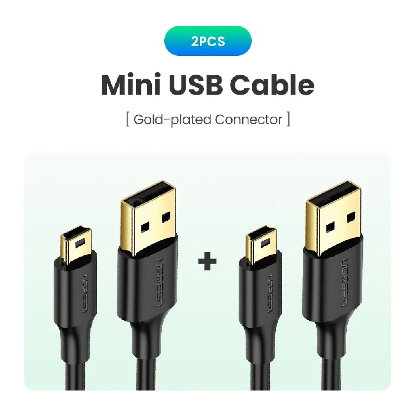 Ugreen Mini Usb Cable - Fast Data Charger For Mp3 Mp4 Player Car Dvr Gps Pvc-Gold Plated-2Pcs /
