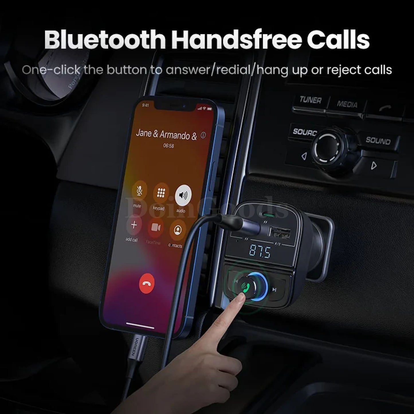 Ugreen Quick Charge 4.0 Car Charger Fm Transmitter Bluetooth Audio Mp3 Player 301635