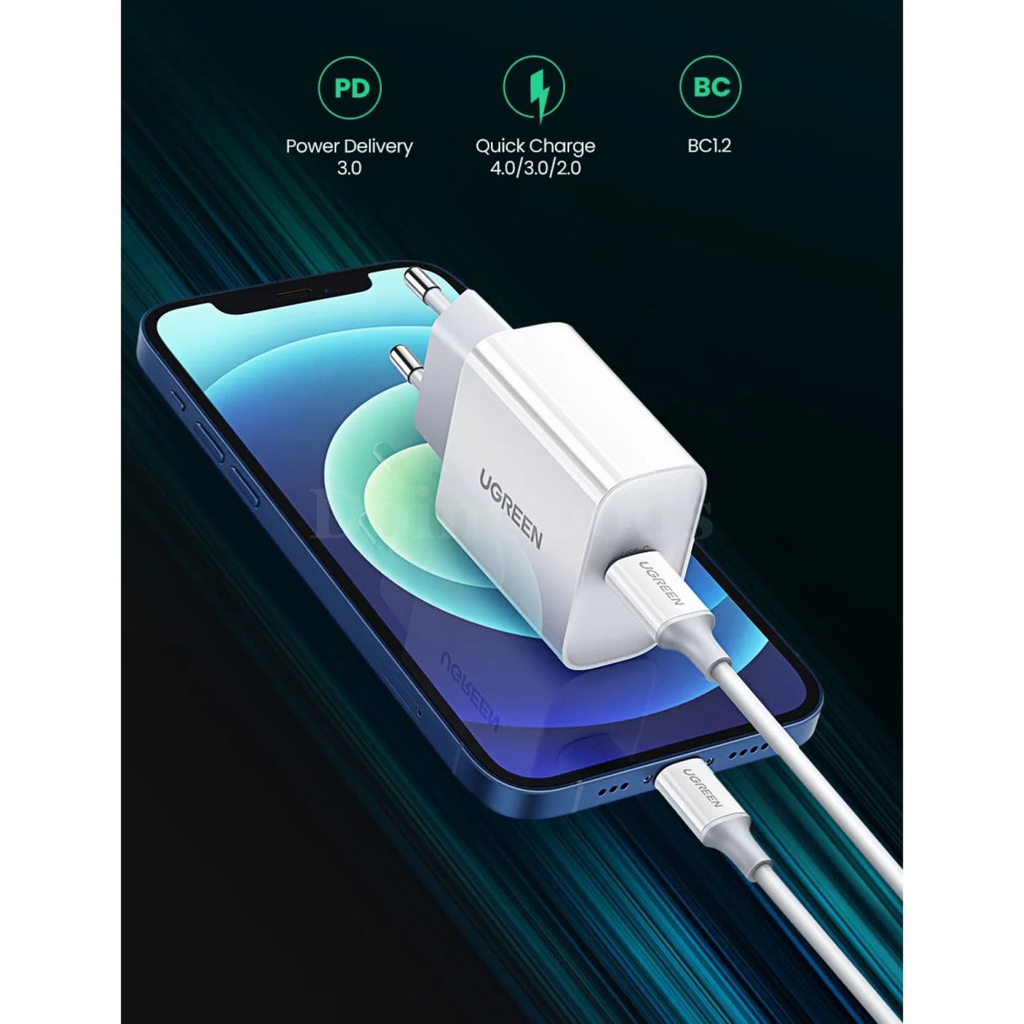 Ugreen Quick Charge 4.0 Usb-C 20W Fast Pd Charger For Iphone 15/14/13/12 Xiaomi 301635
